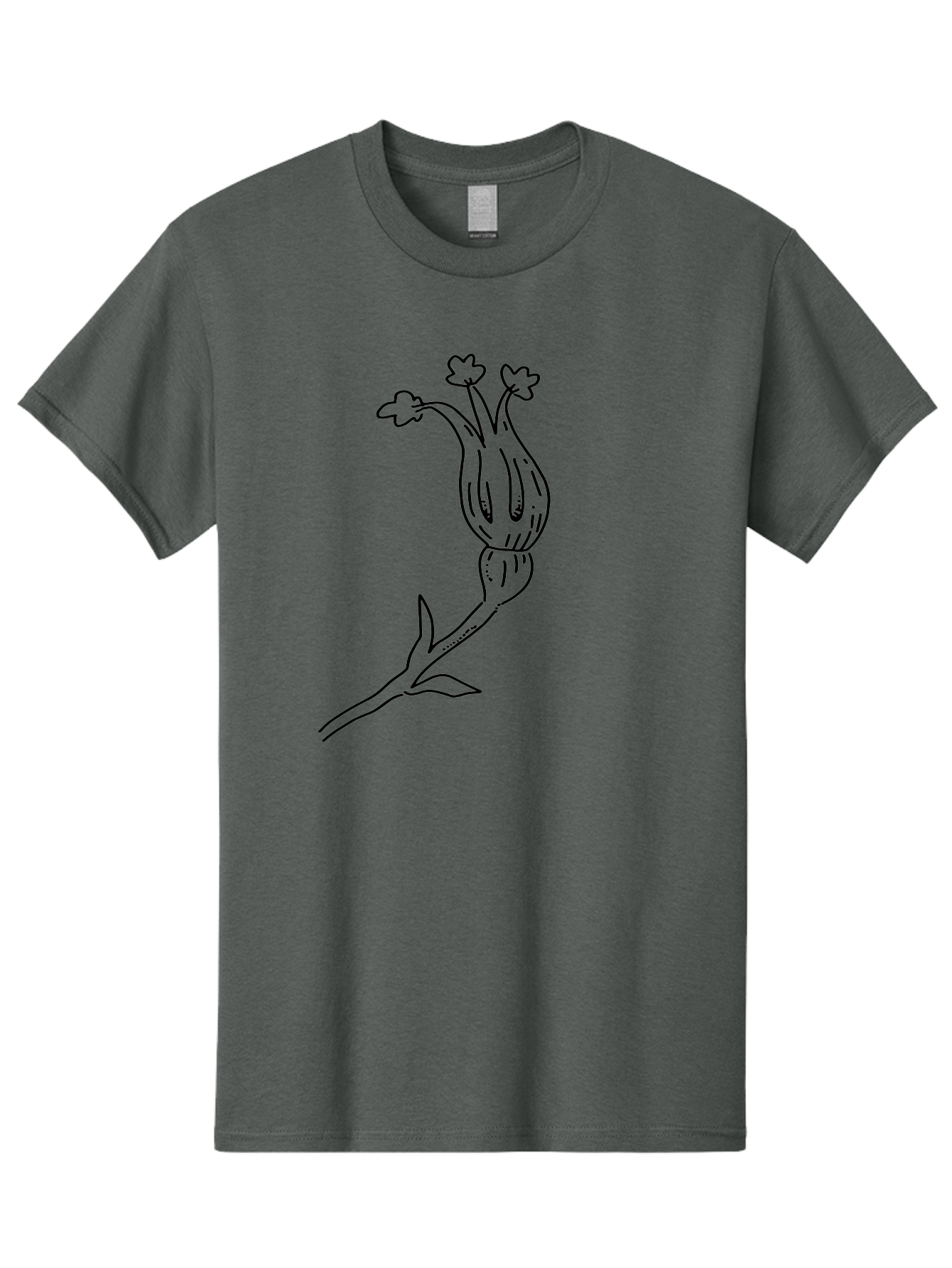 Flower-Illustration Men'S Graphic Tee, 100% Cotton, Comfortable Casual Summer Wear, Machine Washable, Simple Flower Drawing, Minimalist Art, Black Outline, Stylized Blooms, Hand-Drawn Illustration, Floral Design, Cartoon Flower -  Aaa433 3