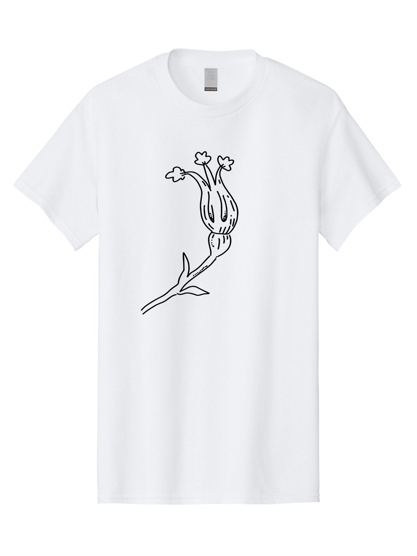 Flower-Illustration Men'S Graphic Tee, 100% Cotton, Comfortable Casual Summer Wear, Machine Washable, Simple Flower Drawing, Minimalist Art, Black Outline, Stylized Blooms, Hand-Drawn Illustration, Floral Design, Cartoon Flower -  Aaa433 19