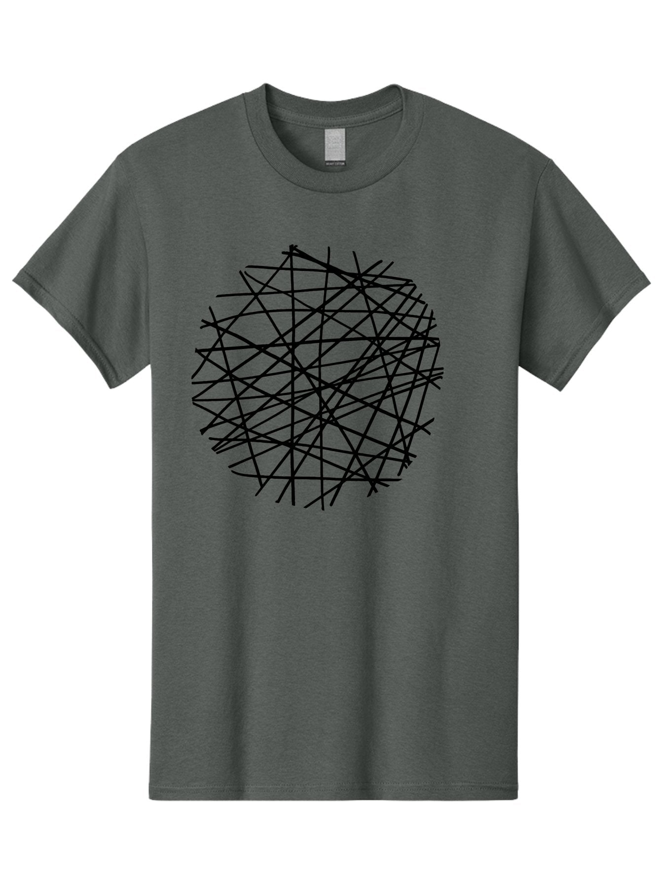 Intersecting-Lines Men'S Graphic Tee, 100% Cotton, Comfortable Casual Summer Wear, Machine Washable, Abstract Art, Chaotic Lines, Black Lines, Intersecting Lines, Complex Pattern, Modern Design, Graphic Illustration -  Aaa439 15