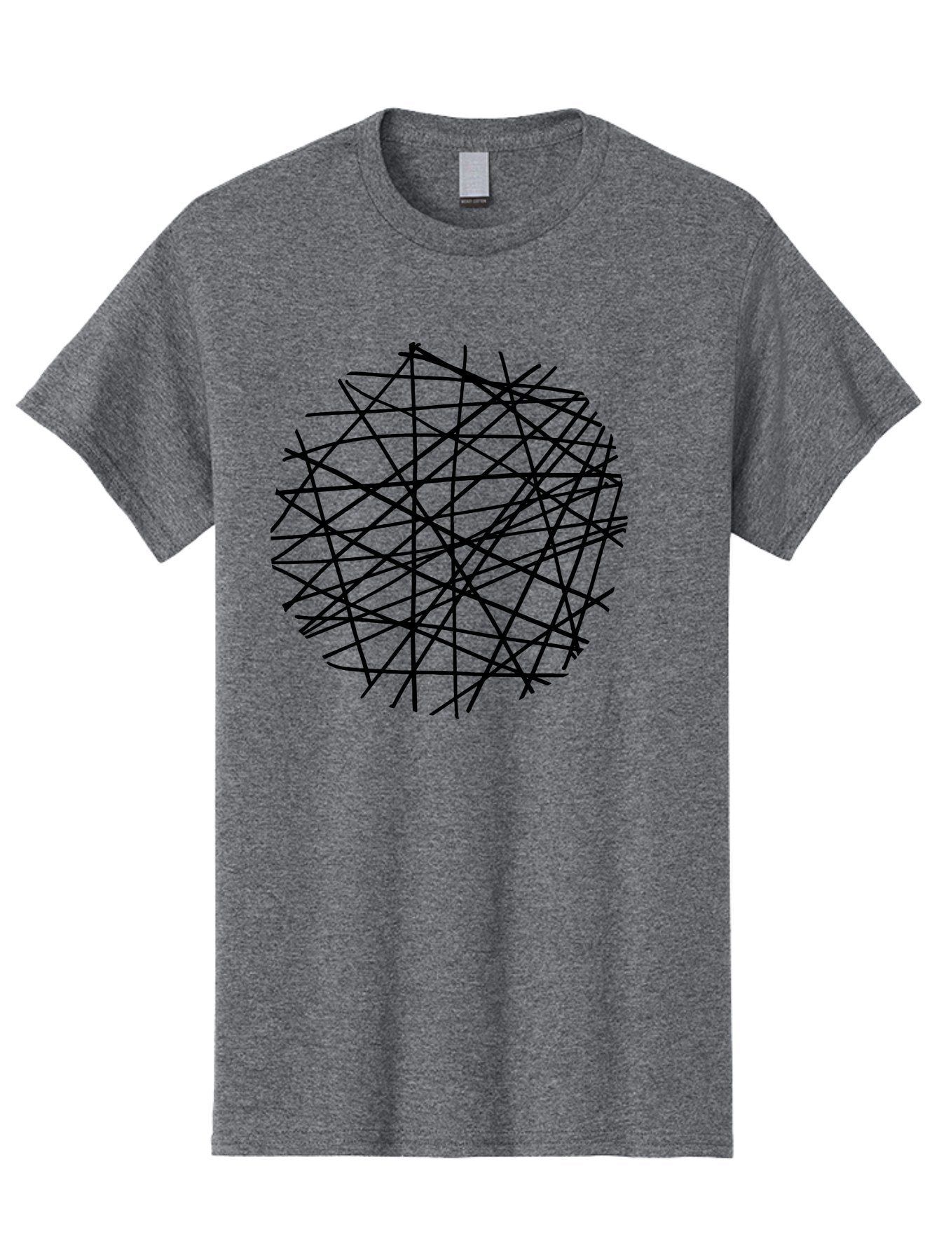 Intersecting-Lines Men'S Graphic Tee, 100% Cotton, Comfortable Casual Summer Wear, Machine Washable, Abstract Art, Chaotic Lines, Black Lines, Intersecting Lines, Complex Pattern, Modern Design, Graphic Illustration -  Aaa439 11