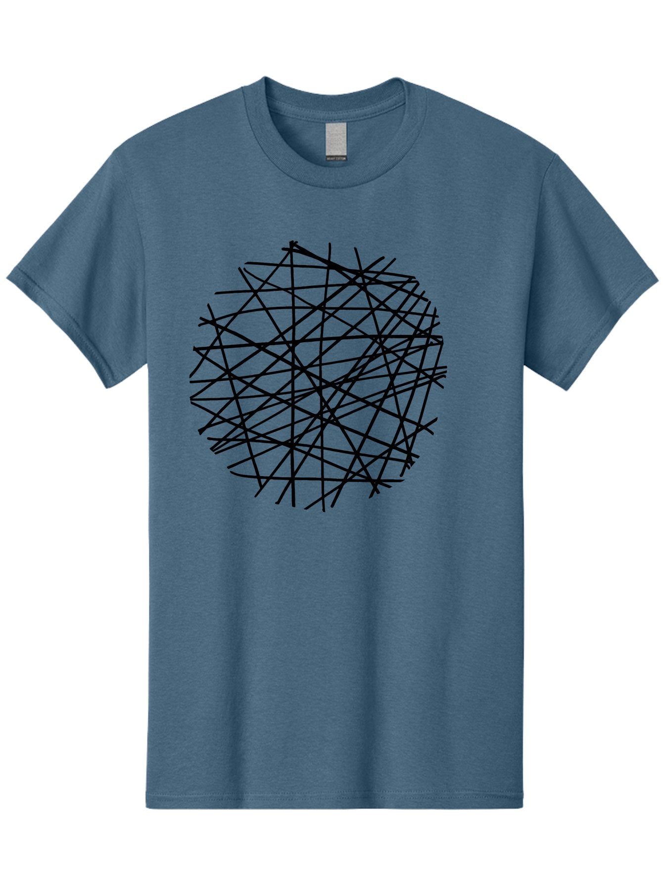 Intersecting-Lines Men'S Graphic Tee, 100% Cotton, Comfortable Casual Summer Wear, Machine Washable, Abstract Art, Chaotic Lines, Black Lines, Intersecting Lines, Complex Pattern, Modern Design, Graphic Illustration -  Aaa439 13