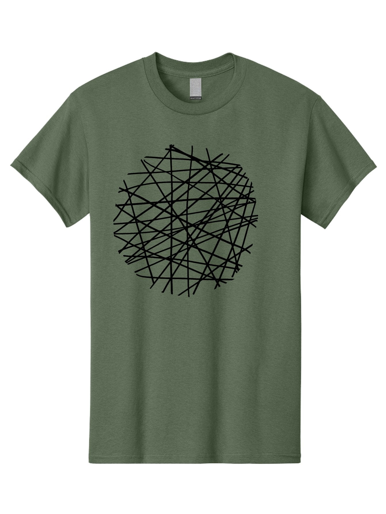 Intersecting-Lines Men'S Graphic Tee, 100% Cotton, Comfortable Casual Summer Wear, Machine Washable, Abstract Art, Chaotic Lines, Black Lines, Intersecting Lines, Complex Pattern, Modern Design, Graphic Illustration -  Aaa439 9