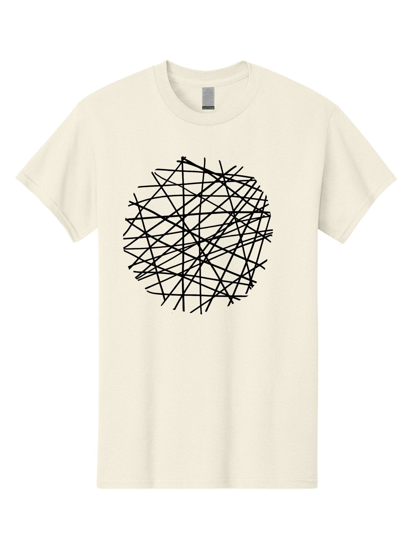 Intersecting-Lines Men'S Graphic Tee, 100% Cotton, Comfortable Casual Summer Wear, Machine Washable, Abstract Art, Chaotic Lines, Black Lines, Intersecting Lines, Complex Pattern, Modern Design, Graphic Illustration -  Aaa439 25