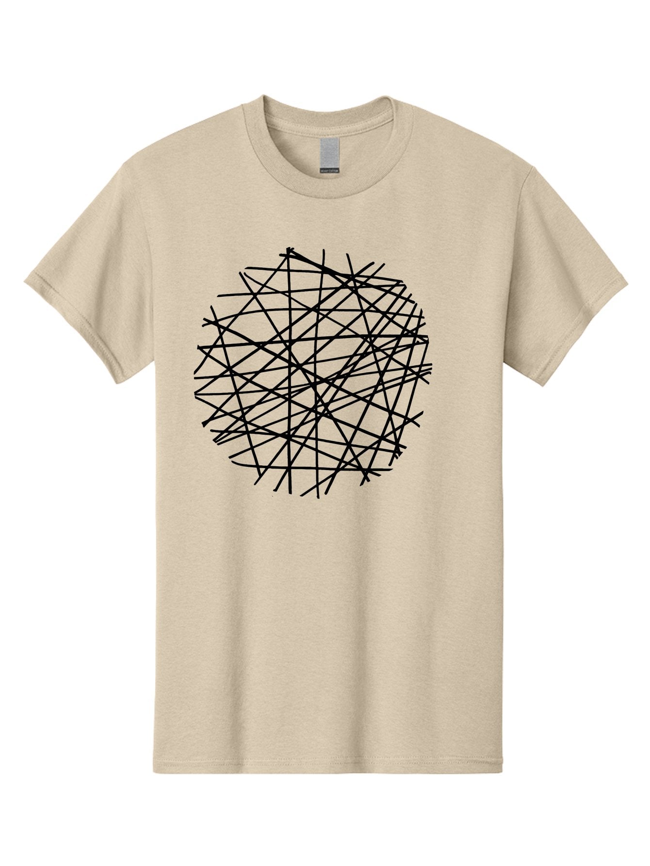 Intersecting-Lines Men'S Graphic Tee, 100% Cotton, Comfortable Casual Summer Wear, Machine Washable, Abstract Art, Chaotic Lines, Black Lines, Intersecting Lines, Complex Pattern, Modern Design, Graphic Illustration -  Aaa439 27