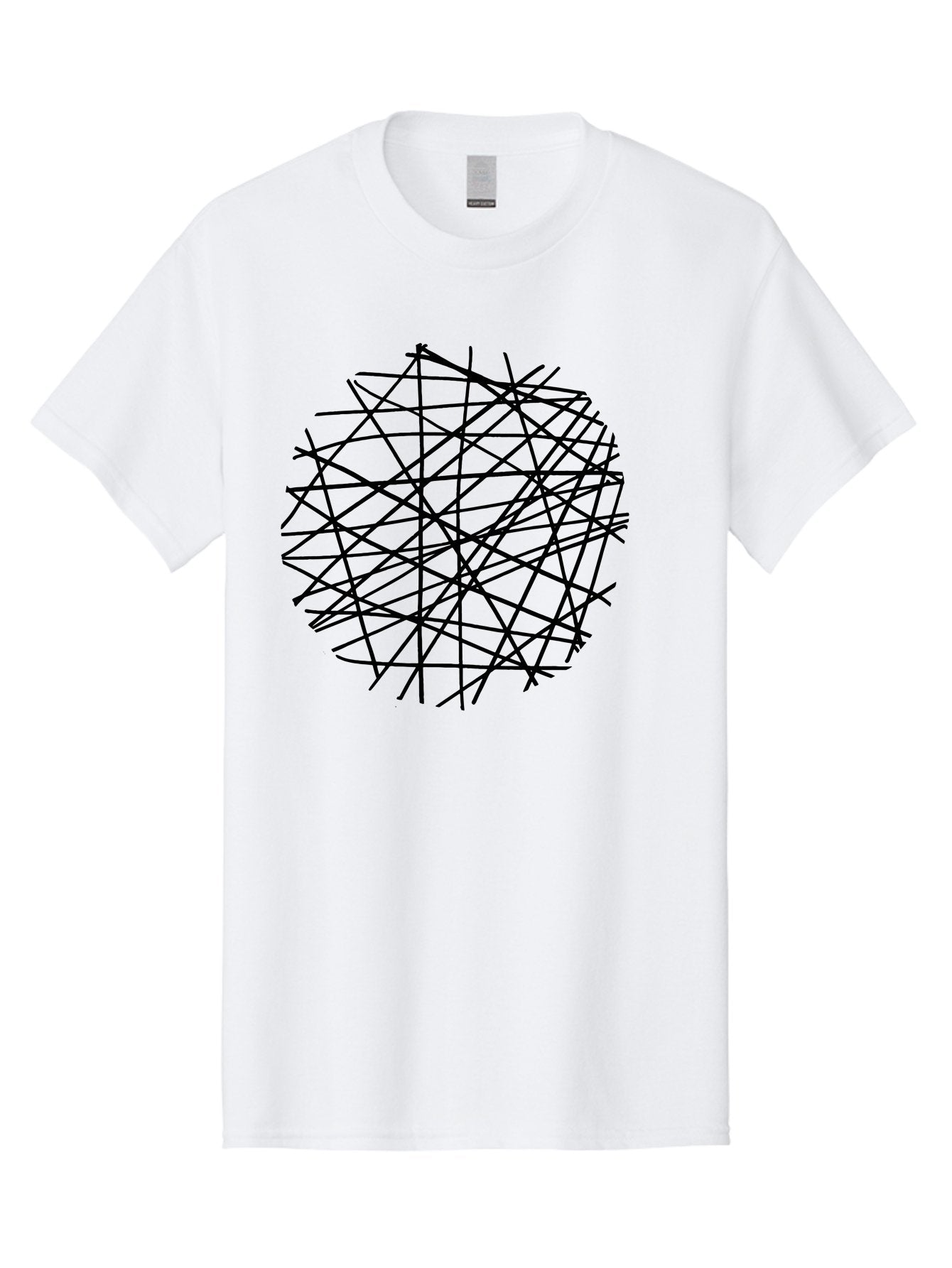 Intersecting-Lines Men'S Graphic Tee, 100% Cotton, Comfortable Casual Summer Wear, Machine Washable, Abstract Art, Chaotic Lines, Black Lines, Intersecting Lines, Complex Pattern, Modern Design, Graphic Illustration -  Aaa439 5