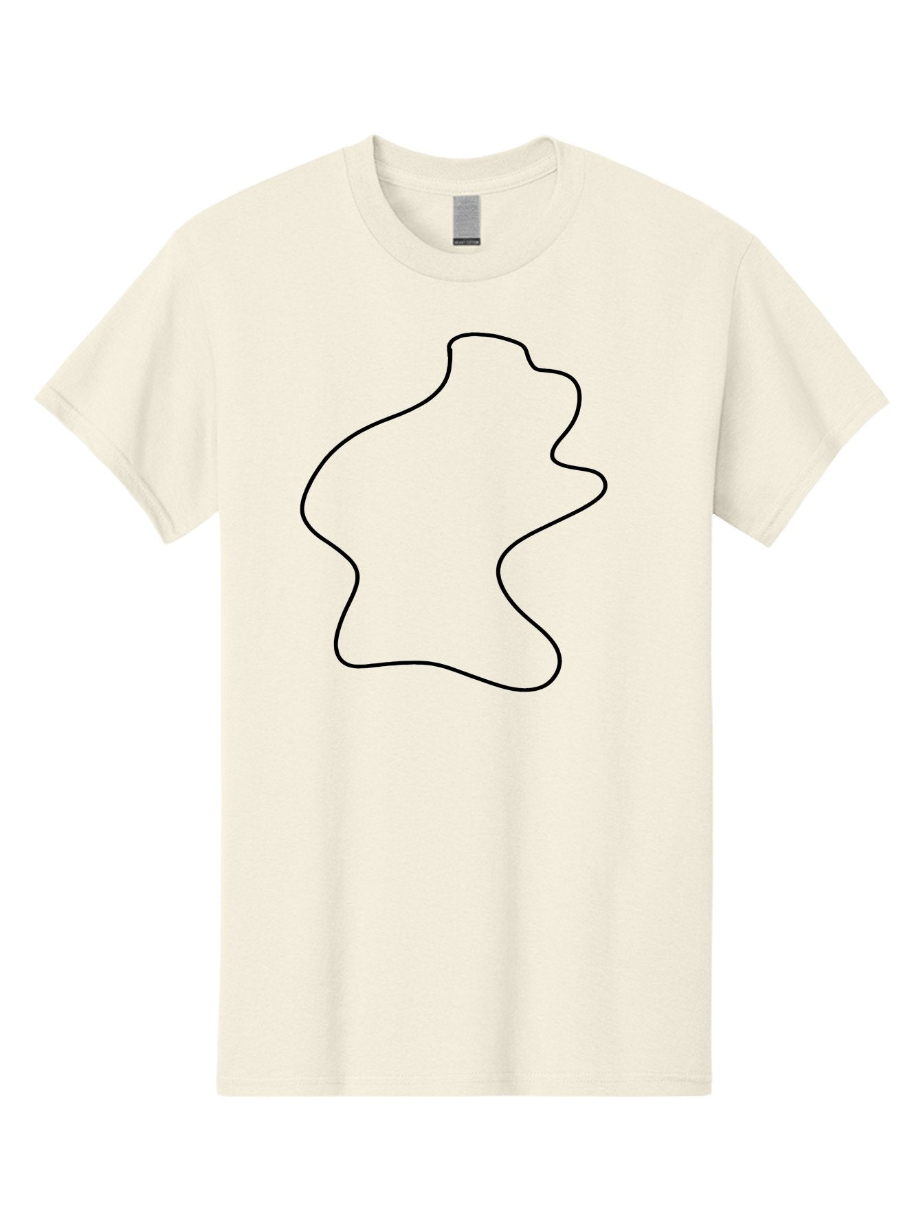 Irregular-Shape Men'S Graphic Tee, 100% Cotton, Comfortable Casual Summer Wear, Machine Washable, Simple Line Art, Minimalist Design, Geometric Shape, Abstract Form, Fluid Outline, Creative Expression, Modern Art -  Aaa440