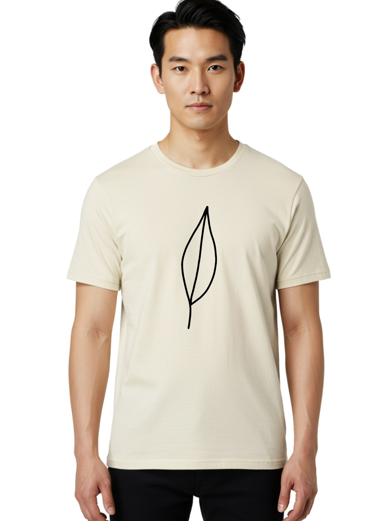 Leaf-2 Men'S Graphic Tee, 100% Cotton, Comfortable Casual Summer Wear, Machine Washable, Simple Leaf Outline, Minimalist Design, Black Line Art, Eco-Friendly Symbol, Nature-Inspired Graphics, Single Leaf Icon, Botanical Illustration, -  Aaa443 18