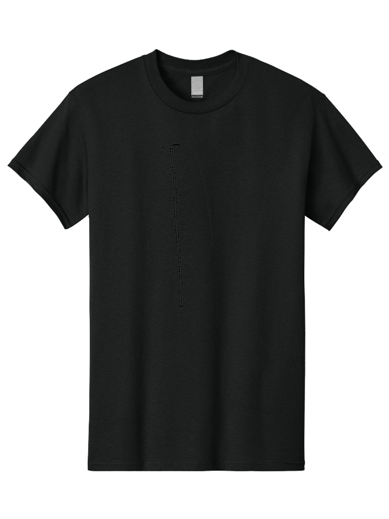 Leaf-Illustration-1 Men'S Graphic Tee, 100% Cotton, Comfortable Casual Summer Wear, Machine Washable, Simple Leaf, Leaf Outline, Minimalist Art, Black Lines, Leaf Veins, Botanical Illustration, Simple Design, Leaf Shape -  Aaa445