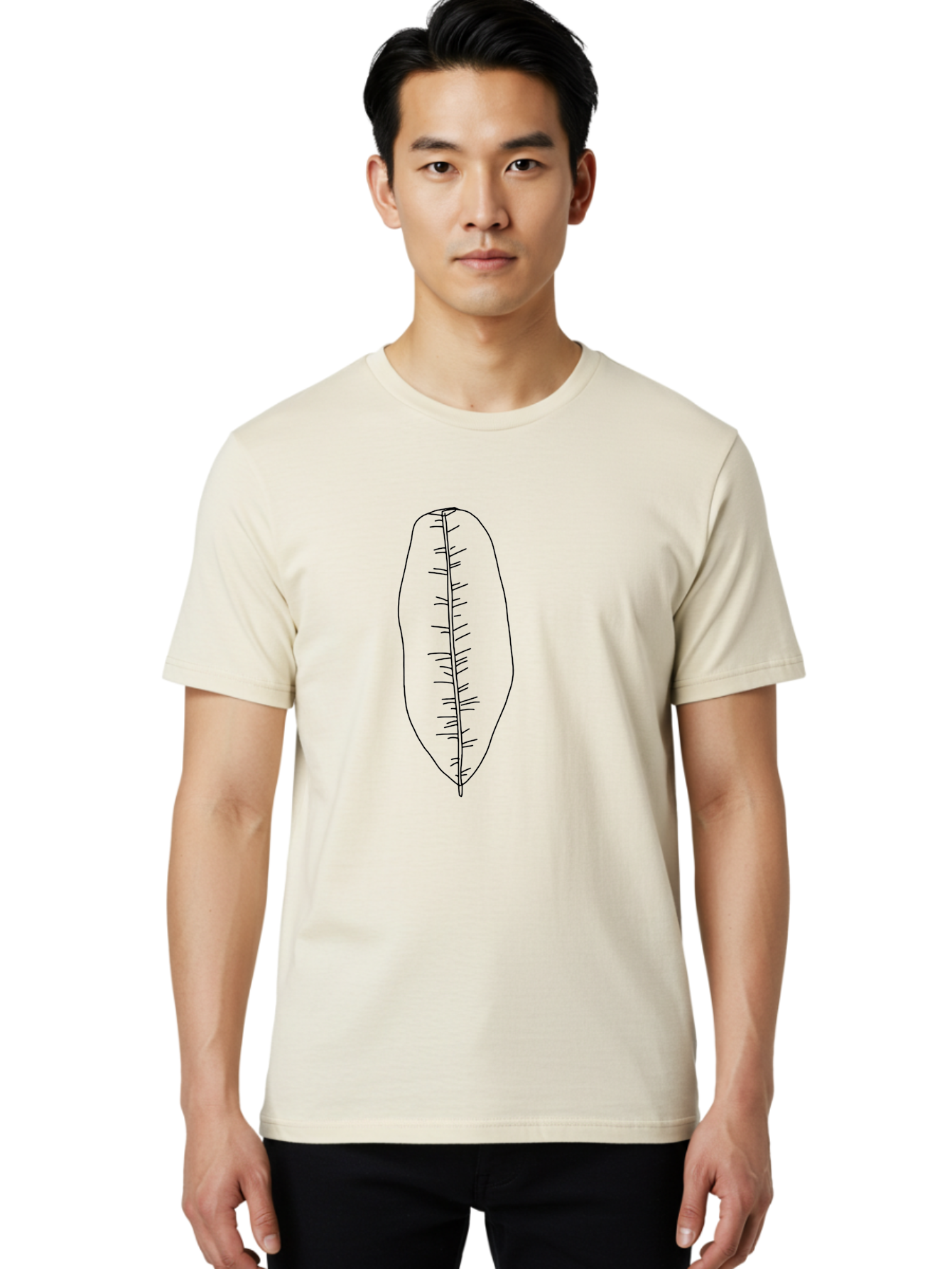 Leaf-Illustration-1 Men'S Graphic Tee, 100% Cotton, Comfortable Casual Summer Wear, Machine Washable, Simple Leaf, Leaf Outline, Minimalist Art, Black Lines, Leaf Veins, Botanical Illustration, Simple Design, Leaf Shape -  Aaa445 18