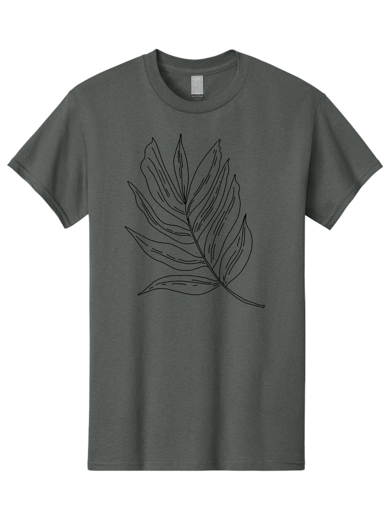 Leaf-Illustration Men'S Graphic Tee, 100% Cotton, Comfortable Casual Summer Wear, Machine Washable, Simple Leaf Illustration, Black Outline, Minimalist Design, Botanical Art, Hand-Drawn Leaf, Natural Elements, Foliage Graphic, -  Aaa446