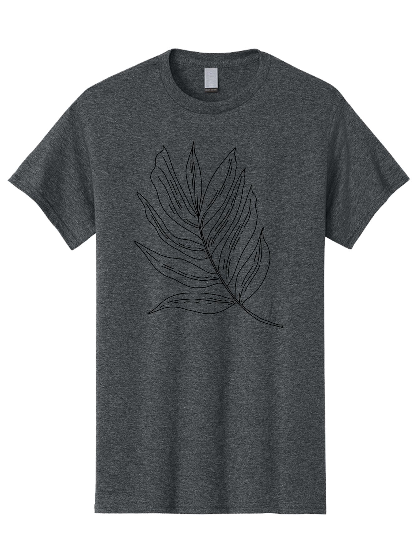 Leaf-Illustration Men'S Graphic Tee, 100% Cotton, Comfortable Casual Summer Wear, Machine Washable, Simple Leaf Illustration, Black Outline, Minimalist Design, Botanical Art, Hand-Drawn Leaf, Natural Elements, Foliage Graphic, -  Aaa446 13