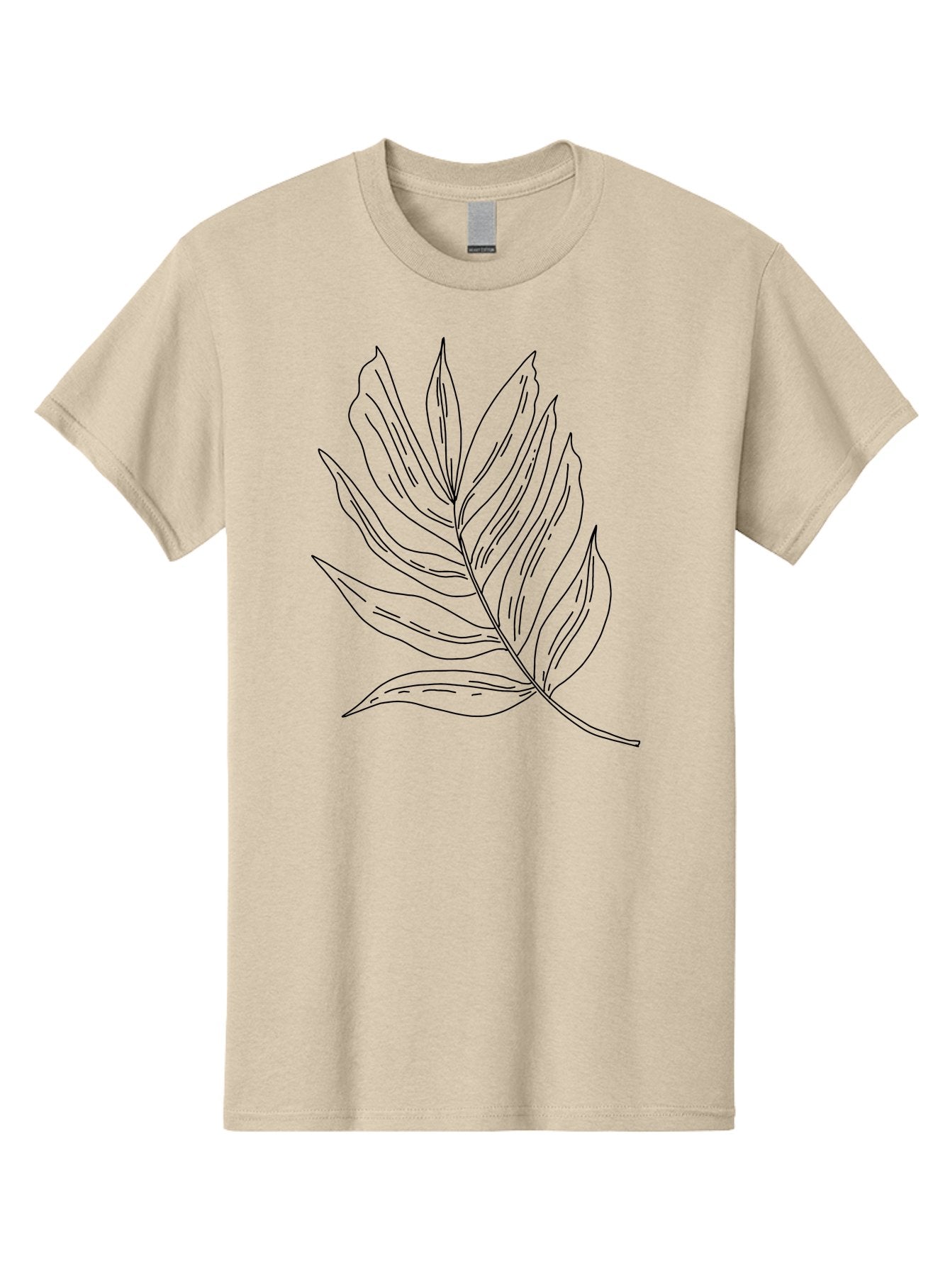 Leaf-Illustration Men'S Graphic Tee, 100% Cotton, Comfortable Casual Summer Wear, Machine Washable, Simple Leaf Illustration, Black Outline, Minimalist Design, Botanical Art, Hand-Drawn Leaf, Natural Elements, Foliage Graphic, -  Aaa446 25