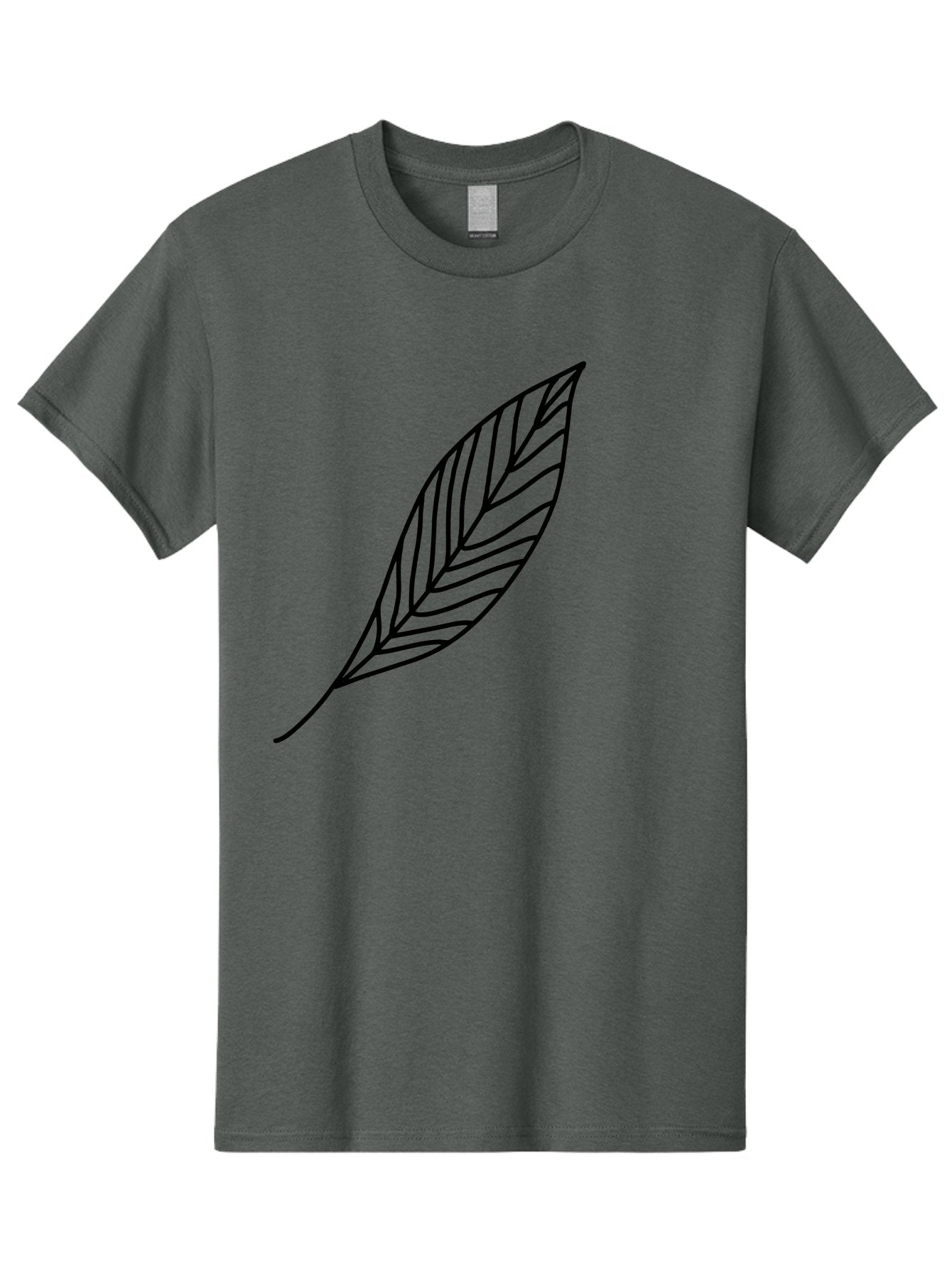 Leaf-Outline Men'S Graphic Tee, 100% Cotton, Comfortable Casual Summer Wear, Machine Washable, Simple Leaf Design, Black Outline, Leaf Illustration, Minimalist Art, Nature-Inspired Graphics, Eco-Friendly Icon -  Aaa447 19