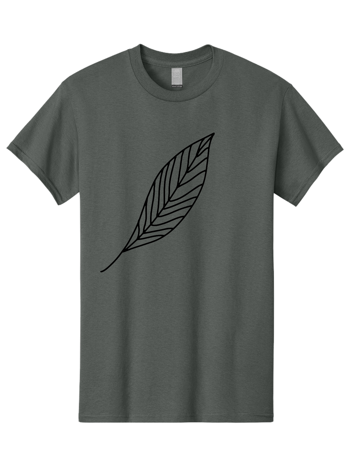 Leaf-Outline Men'S Graphic Tee, 100% Cotton, Comfortable Casual Summer Wear, Machine Washable, Simple Leaf Design, Black Outline, Leaf Illustration, Minimalist Art, Nature-Inspired Graphics, Eco-Friendly Icon -  Aaa447 3