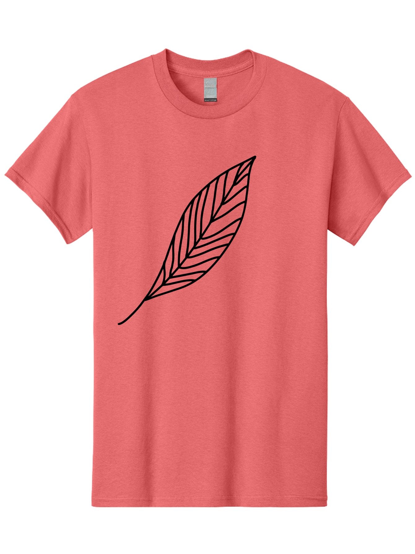 Leaf-Outline Men'S Graphic Tee, 100% Cotton, Comfortable Casual Summer Wear, Machine Washable, Simple Leaf Design, Black Outline, Leaf Illustration, Minimalist Art, Nature-Inspired Graphics, Eco-Friendly Icon -  Aaa447 23