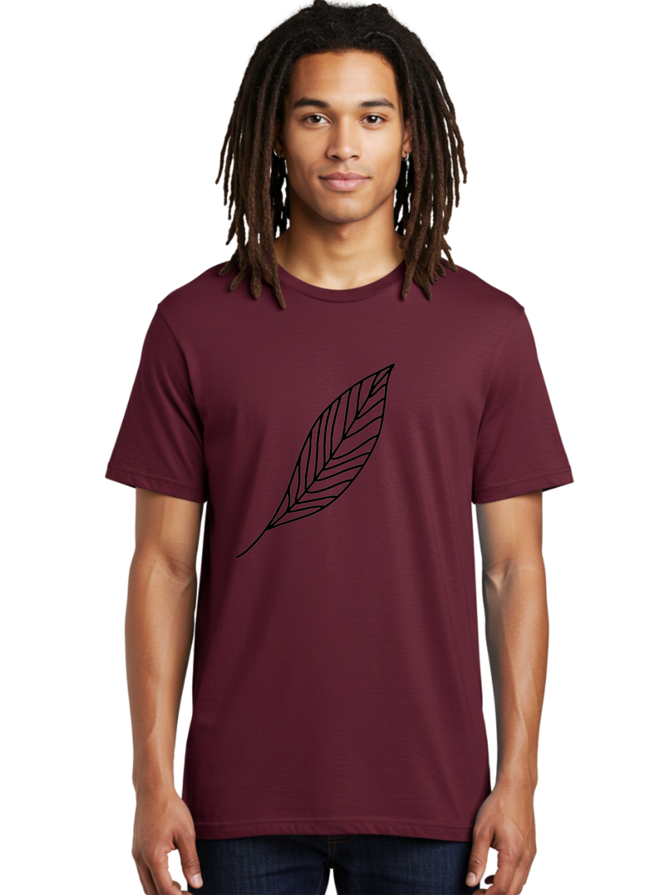 Leaf-Outline Men'S Graphic Tee, 100% Cotton, Comfortable Casual Summer Wear, Machine Washable, Simple Leaf Design, Black Outline, Leaf Illustration, Minimalist Art, Nature-Inspired Graphics, Eco-Friendly Icon -  Aaa447 14
