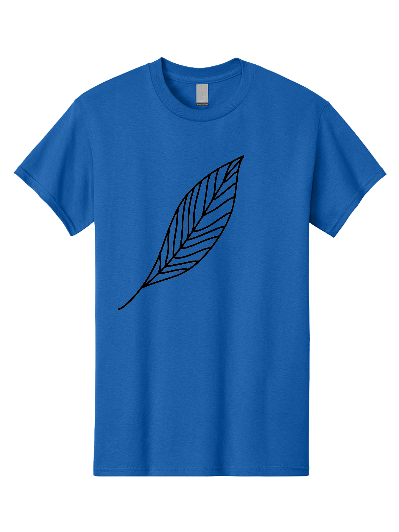 Leaf-Outline Men'S Graphic Tee, 100% Cotton, Comfortable Casual Summer Wear, Machine Washable, Simple Leaf Design, Black Outline, Leaf Illustration, Minimalist Art, Nature-Inspired Graphics, Eco-Friendly Icon -  Aaa447 25