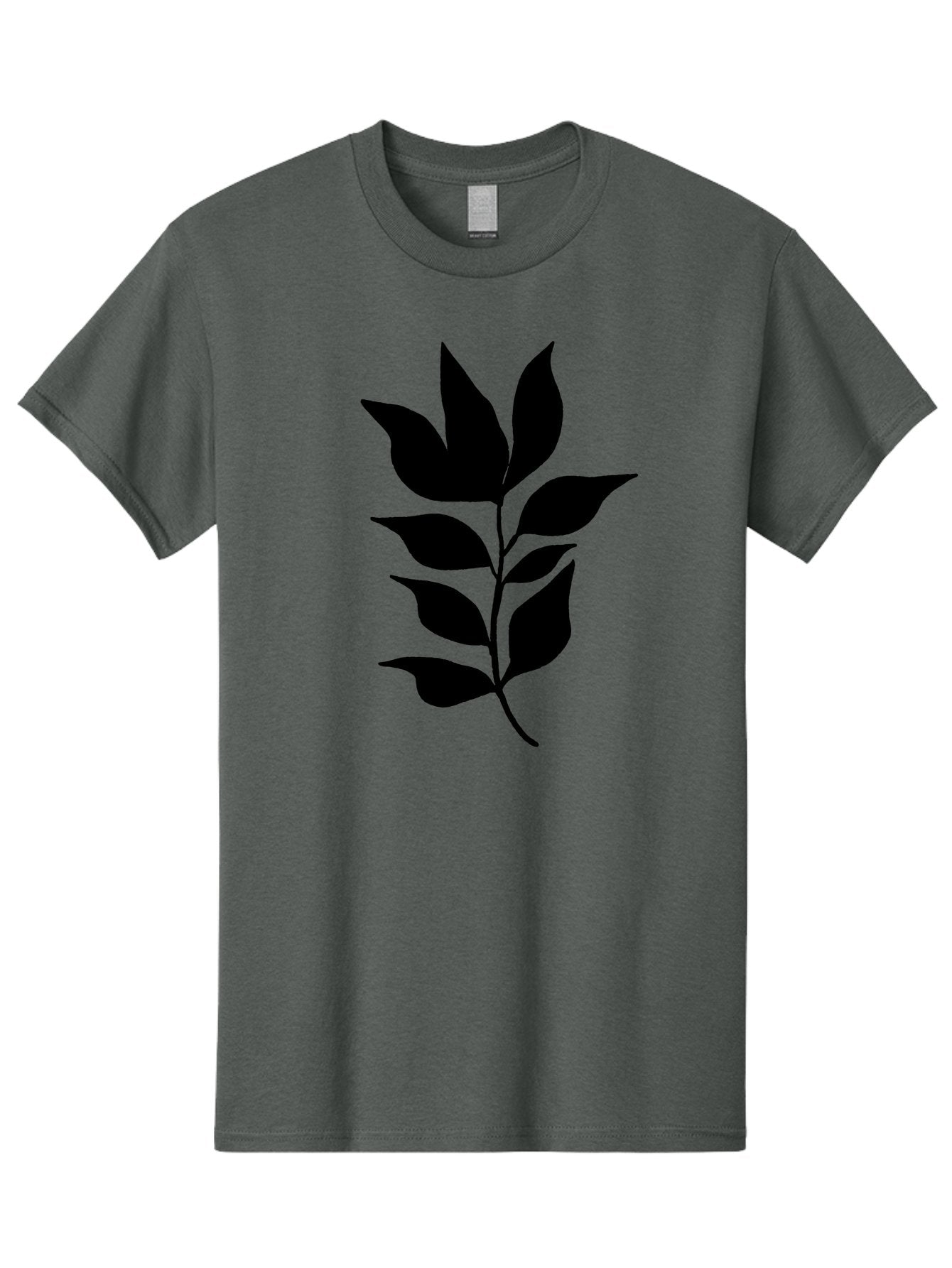 Leaf-Silhouette Men'S Graphic Tee, 100% Cotton, Comfortable Casual Summer Wear, Machine Washable, Leafy Branch, Foliage, Silhouette, Nature Icon, Simple Design, Leaf Graphics, Floral Element, Minimalist Art, Plant Symbol -  Aaa448 9