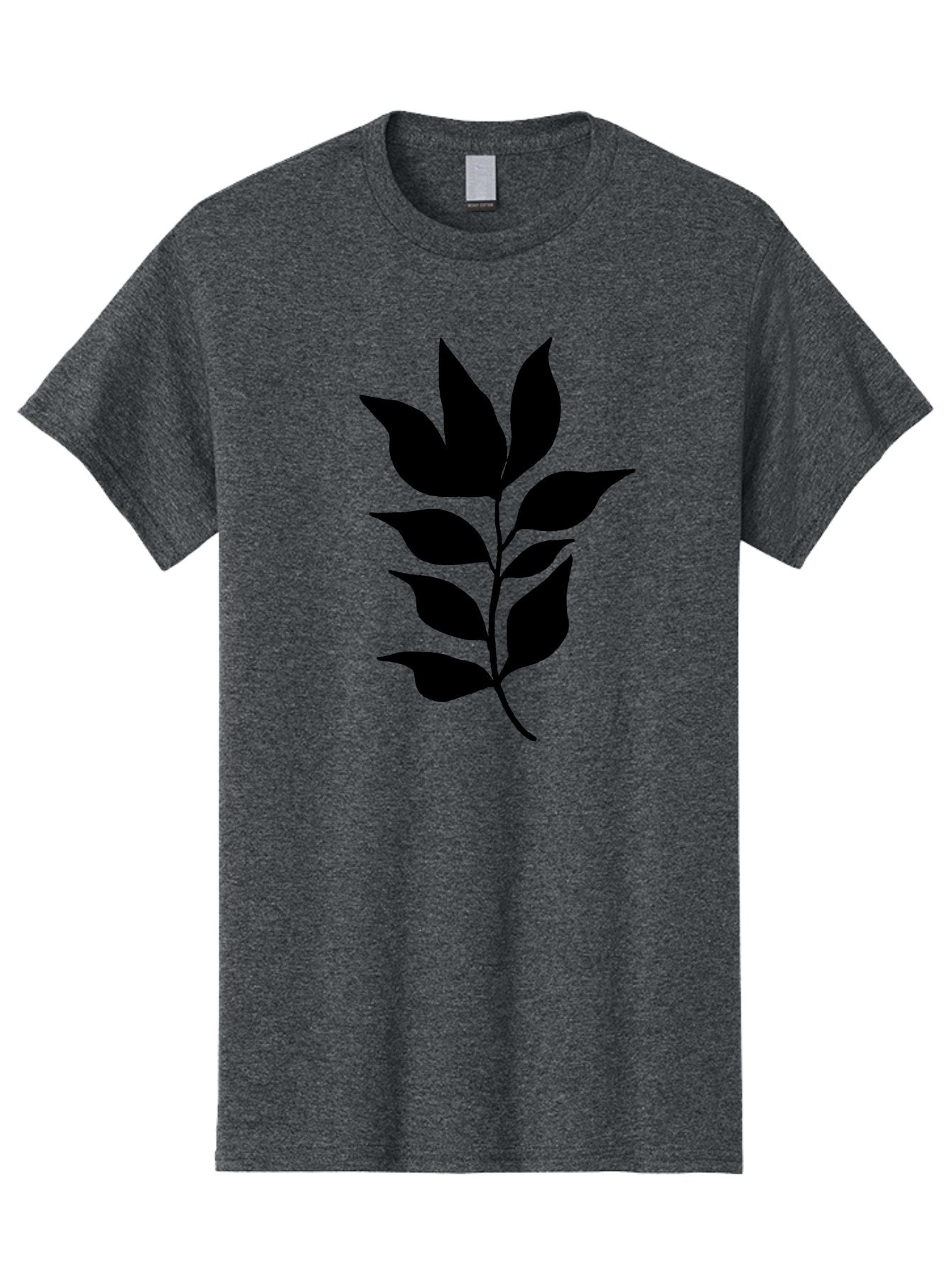 Leaf-Silhouette Men'S Graphic Tee, 100% Cotton, Comfortable Casual Summer Wear, Machine Washable, Leafy Branch, Foliage, Silhouette, Nature Icon, Simple Design, Leaf Graphics, Floral Element, Minimalist Art, Plant Symbol -  Aaa448