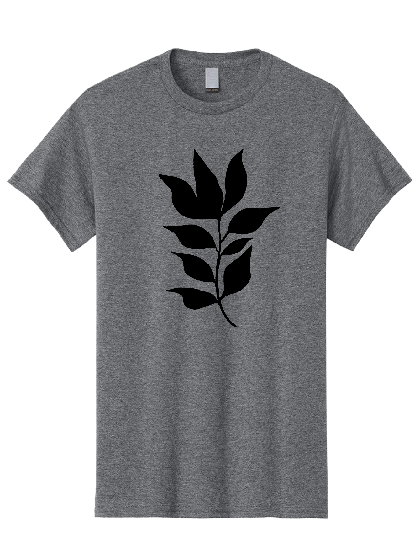 Leaf-Silhouette Men'S Graphic Tee, 100% Cotton, Comfortable Casual Summer Wear, Machine Washable, Leafy Branch, Foliage, Silhouette, Nature Icon, Simple Design, Leaf Graphics, Floral Element, Minimalist Art, Plant Symbol -  Aaa448 9