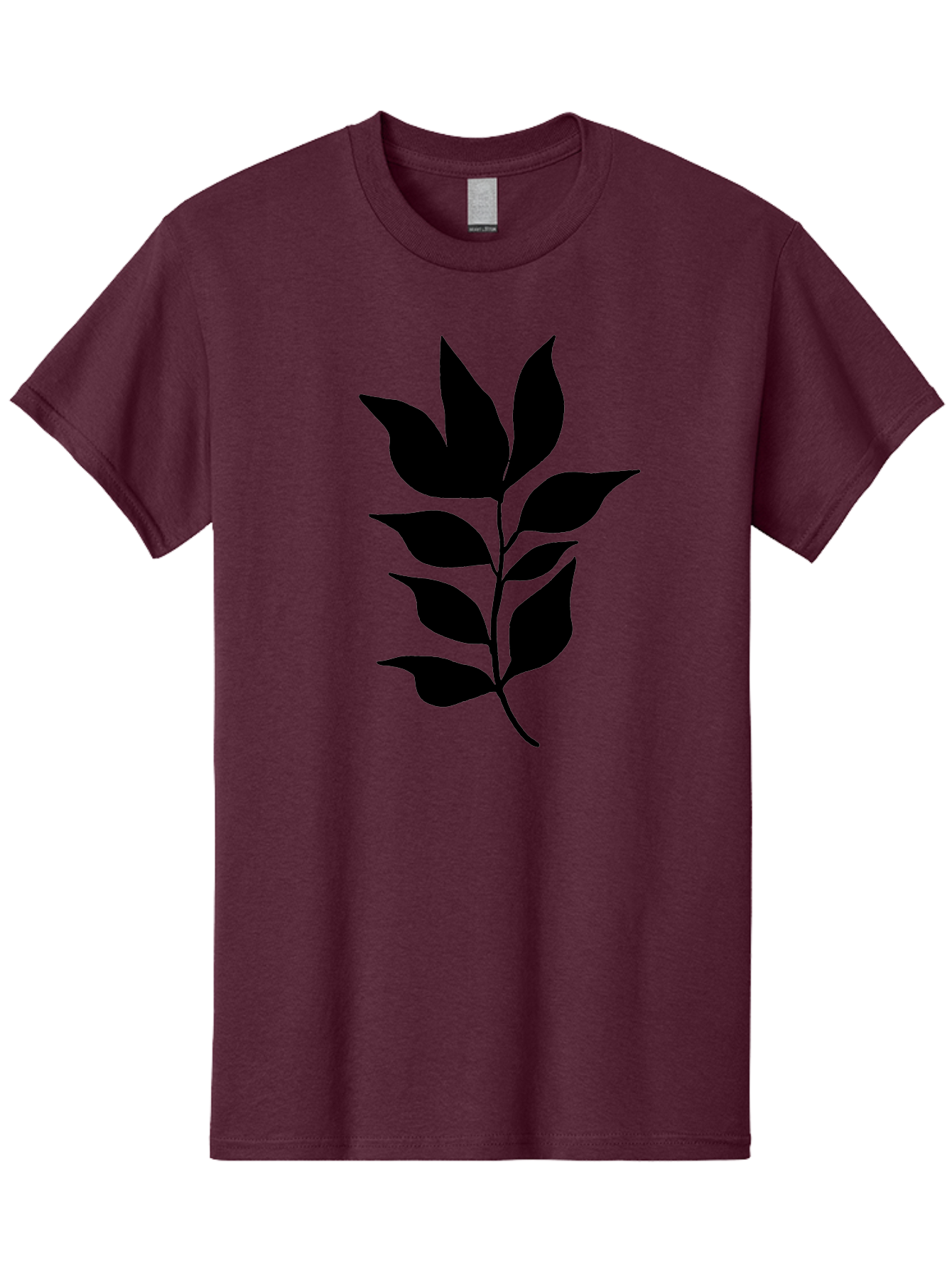 Leaf-Silhouette Men'S Graphic Tee, 100% Cotton, Comfortable Casual Summer Wear, Machine Washable, Leafy Branch, Foliage, Silhouette, Nature Icon, Simple Design, Leaf Graphics, Floral Element, Minimalist Art, Plant Symbol -  Aaa448 13