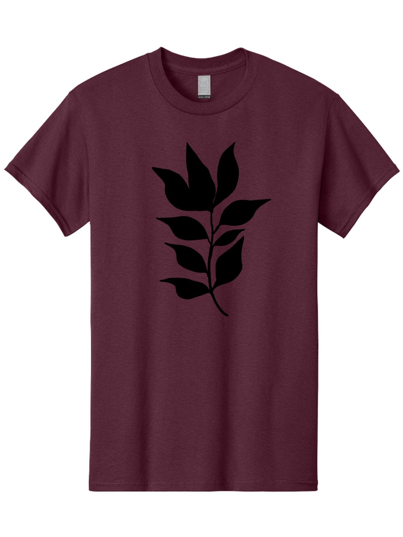 Leaf-Silhouette Men'S Graphic Tee, 100% Cotton, Comfortable Casual Summer Wear, Machine Washable, Leafy Branch, Foliage, Silhouette, Nature Icon, Simple Design, Leaf Graphics, Floral Element, Minimalist Art, Plant Symbol -  Aaa448 7