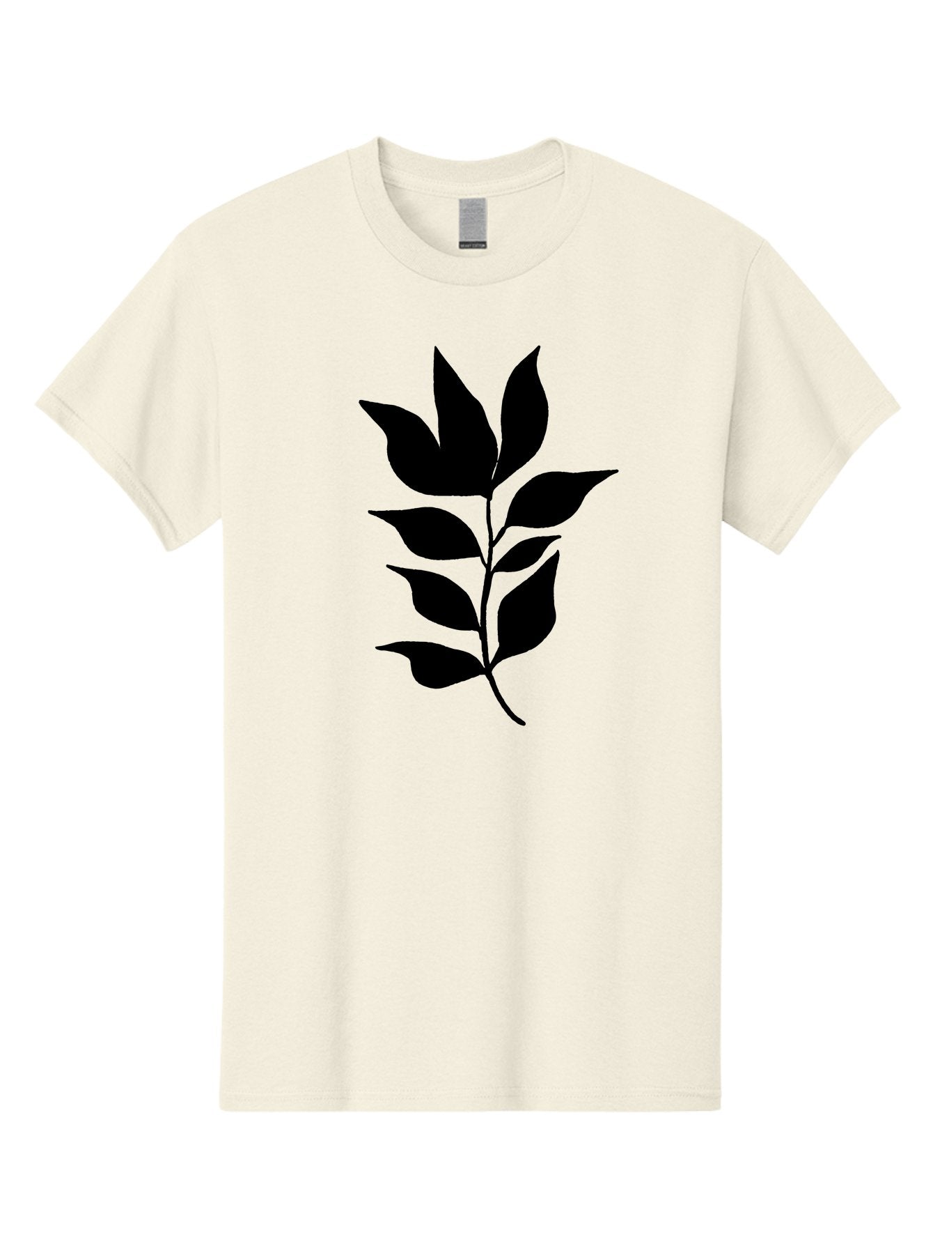 Leaf-Silhouette Men'S Graphic Tee, 100% Cotton, Comfortable Casual Summer Wear, Machine Washable, Leafy Branch, Foliage, Silhouette, Nature Icon, Simple Design, Leaf Graphics, Floral Element, Minimalist Art, Plant Symbol -  Aaa448 25