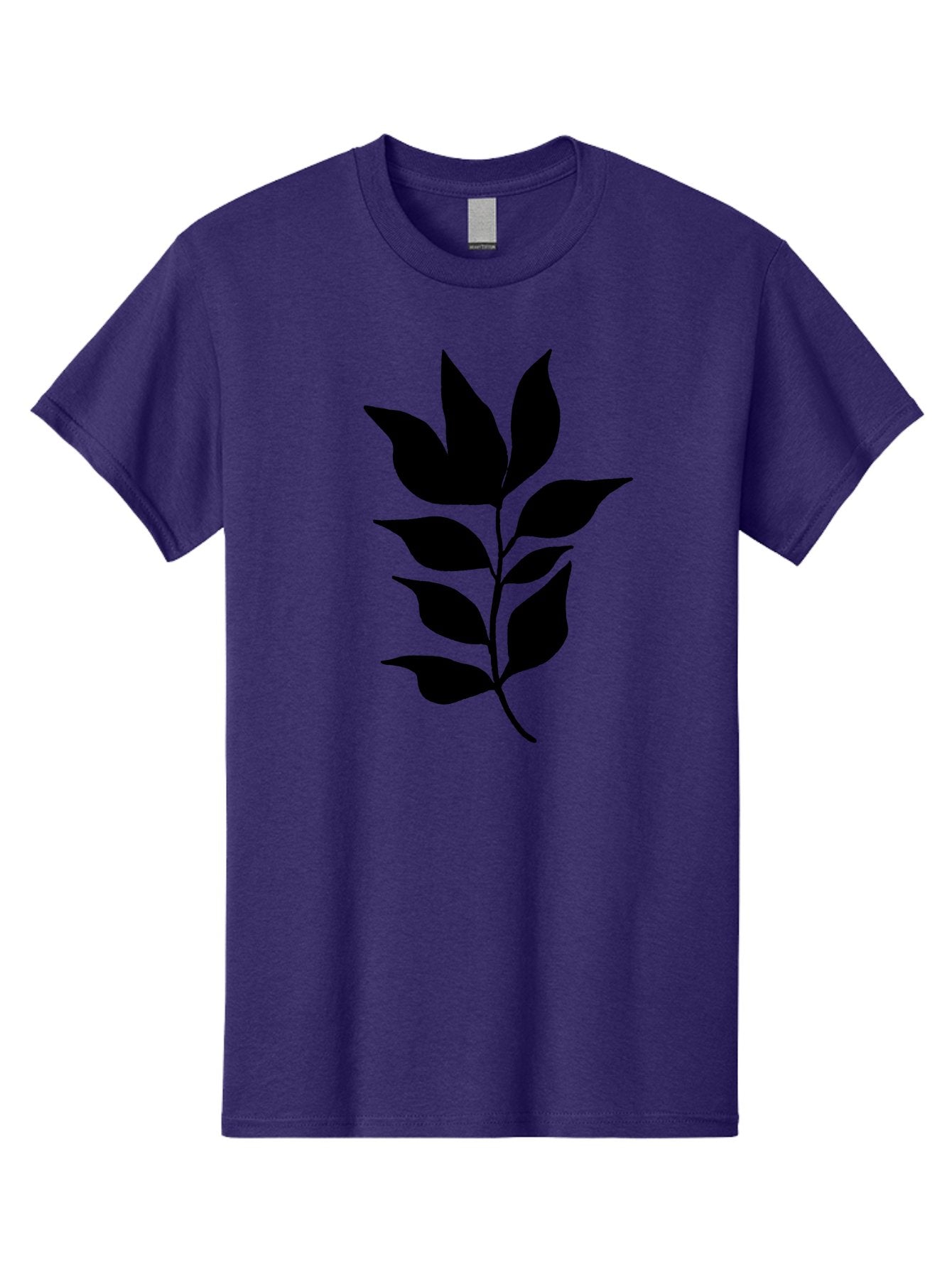 Leaf-Silhouette Men'S Graphic Tee, 100% Cotton, Comfortable Casual Summer Wear, Machine Washable, Leafy Branch, Foliage, Silhouette, Nature Icon, Simple Design, Leaf Graphics, Floral Element, Minimalist Art, Plant Symbol -  Aaa448 23