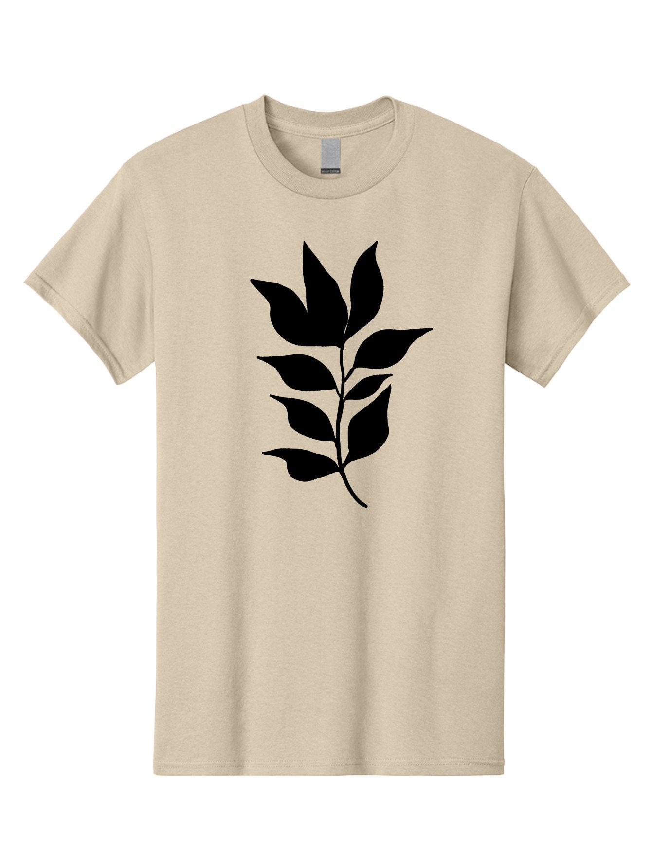Leaf-Silhouette Men'S Graphic Tee, 100% Cotton, Comfortable Casual Summer Wear, Machine Washable, Leafy Branch, Foliage, Silhouette, Nature Icon, Simple Design, Leaf Graphics, Floral Element, Minimalist Art, Plant Symbol -  Aaa448 13