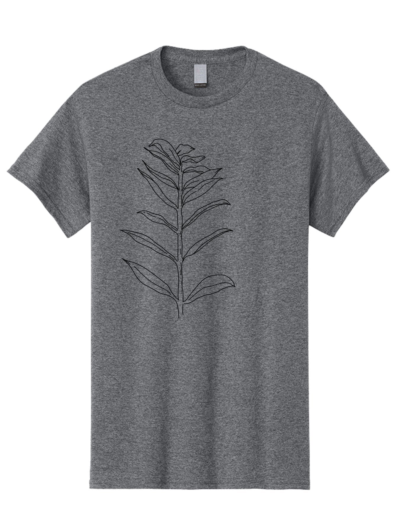 Leaf Men'S Graphic Tee, 100% Cotton, Comfortable Casual Summer Wear, Machine Washable, Hand-Drawn Leaf, Simple Illustration, Black Outline, Leafy Branch, Minimalist Design, Botanical Art -  Aaa449