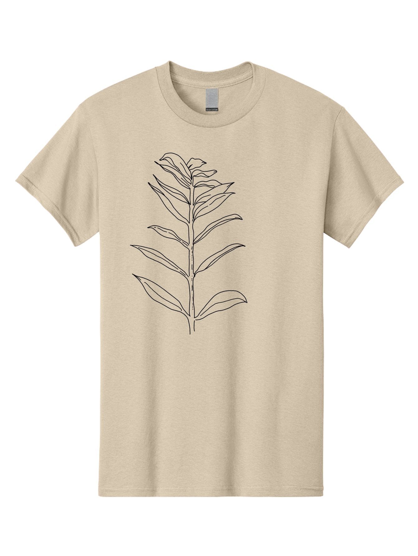 Leaf Men'S Graphic Tee, 100% Cotton, Comfortable Casual Summer Wear, Machine Washable, Hand-Drawn Leaf, Simple Illustration, Black Outline, Leafy Branch, Minimalist Design, Botanical Art -  Aaa449 3