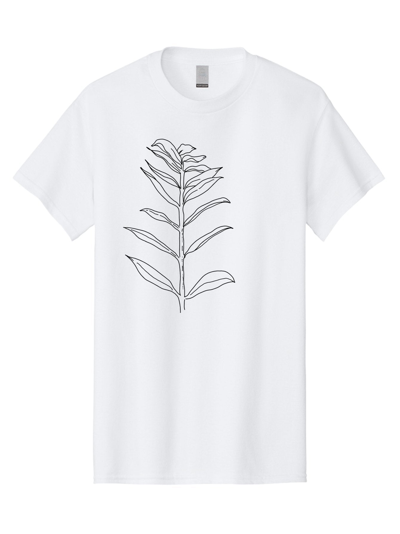 Leaf Men'S Graphic Tee, 100% Cotton, Comfortable Casual Summer Wear, Machine Washable, Hand-Drawn Leaf, Simple Illustration, Black Outline, Leafy Branch, Minimalist Design, Botanical Art -  Aaa449 19