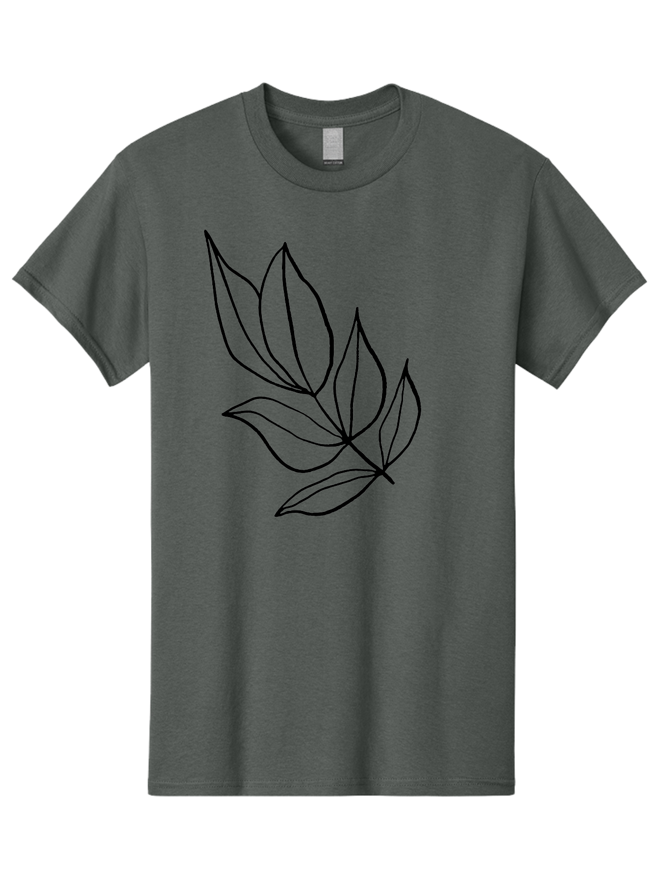 Leaves-1 Men'S Graphic Tee, 100% Cotton, Comfortable Casual Summer Wear, Machine Washable, Simple Line Art, Minimalist Design, Botanical Illustration, Leafy Greens, Nature-Inspired Graphics, Elegant Simplicity, Vector Art, Black Lines -  Aaa450 3