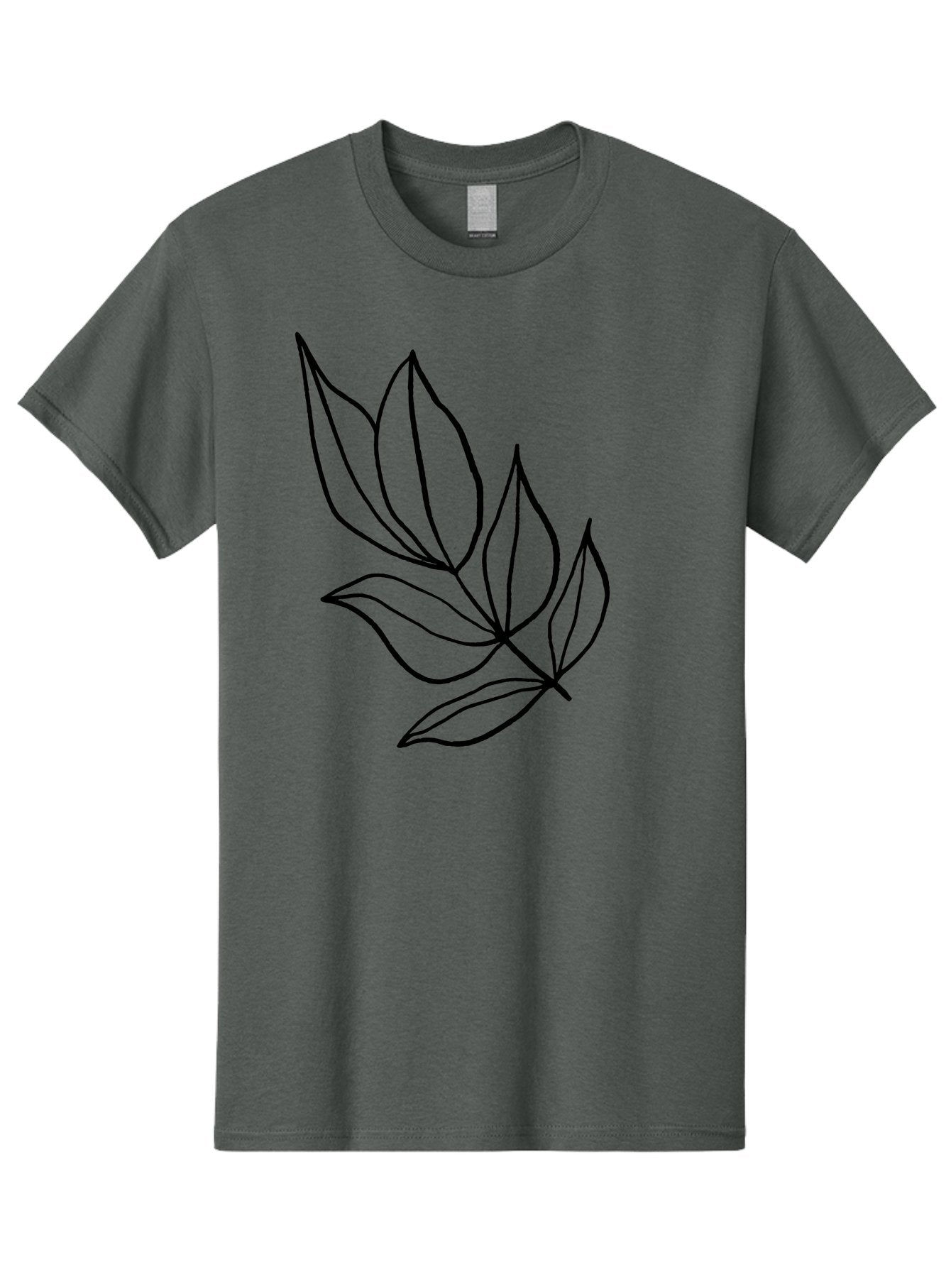 Leaves-1 Men'S Graphic Tee, 100% Cotton, Comfortable Casual Summer Wear, Machine Washable, Simple Line Art, Minimalist Design, Botanical Illustration, Leafy Greens, Nature-Inspired Graphics, Elegant Simplicity, Vector Art, Black Lines -  Aaa450 19