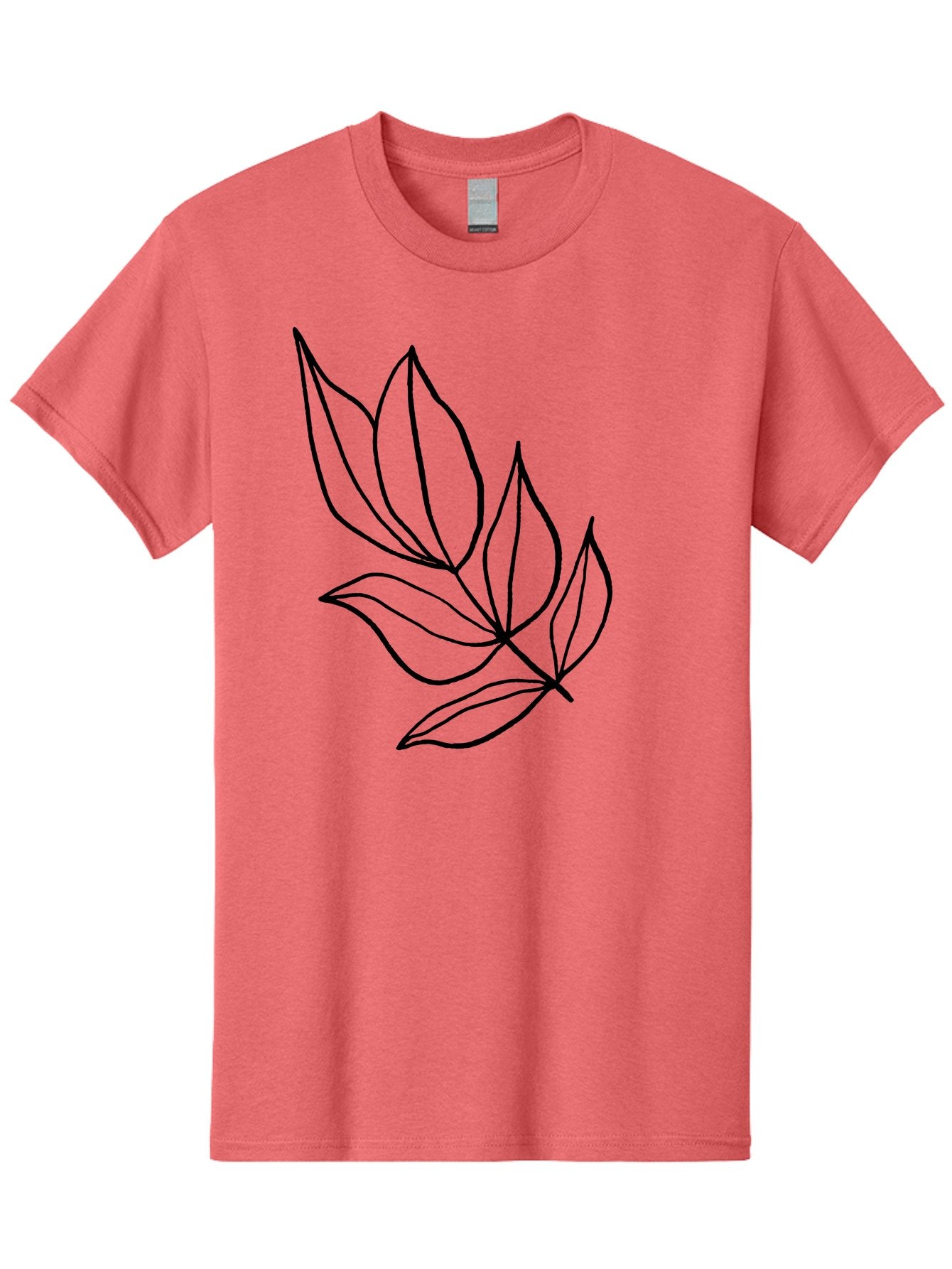 Leaves-1 Men'S Graphic Tee, 100% Cotton, Comfortable Casual Summer Wear, Machine Washable, Simple Line Art, Minimalist Design, Botanical Illustration, Leafy Greens, Nature-Inspired Graphics, Elegant Simplicity, Vector Art, Black Lines -  Aaa450 3