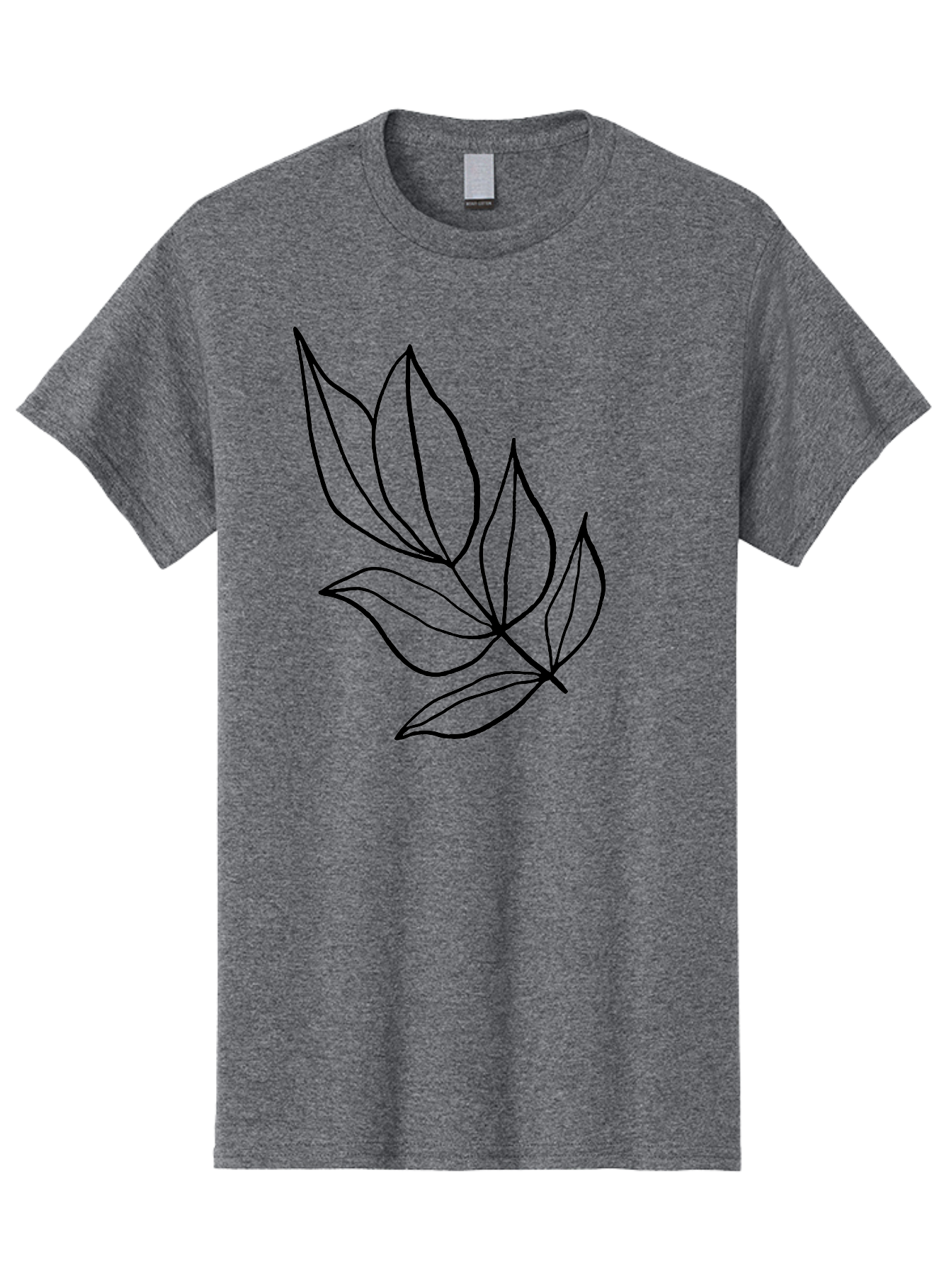 Leaves-1 Men'S Graphic Tee, 100% Cotton, Comfortable Casual Summer Wear, Machine Washable, Simple Line Art, Minimalist Design, Botanical Illustration, Leafy Greens, Nature-Inspired Graphics, Elegant Simplicity, Vector Art, Black Lines -  Aaa450 9