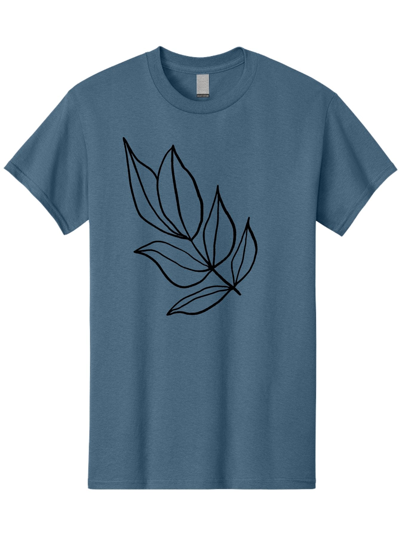 Leaves-1 Men'S Graphic Tee, 100% Cotton, Comfortable Casual Summer Wear, Machine Washable, Simple Line Art, Minimalist Design, Botanical Illustration, Leafy Greens, Nature-Inspired Graphics, Elegant Simplicity, Vector Art, Black Lines -  Aaa450 23