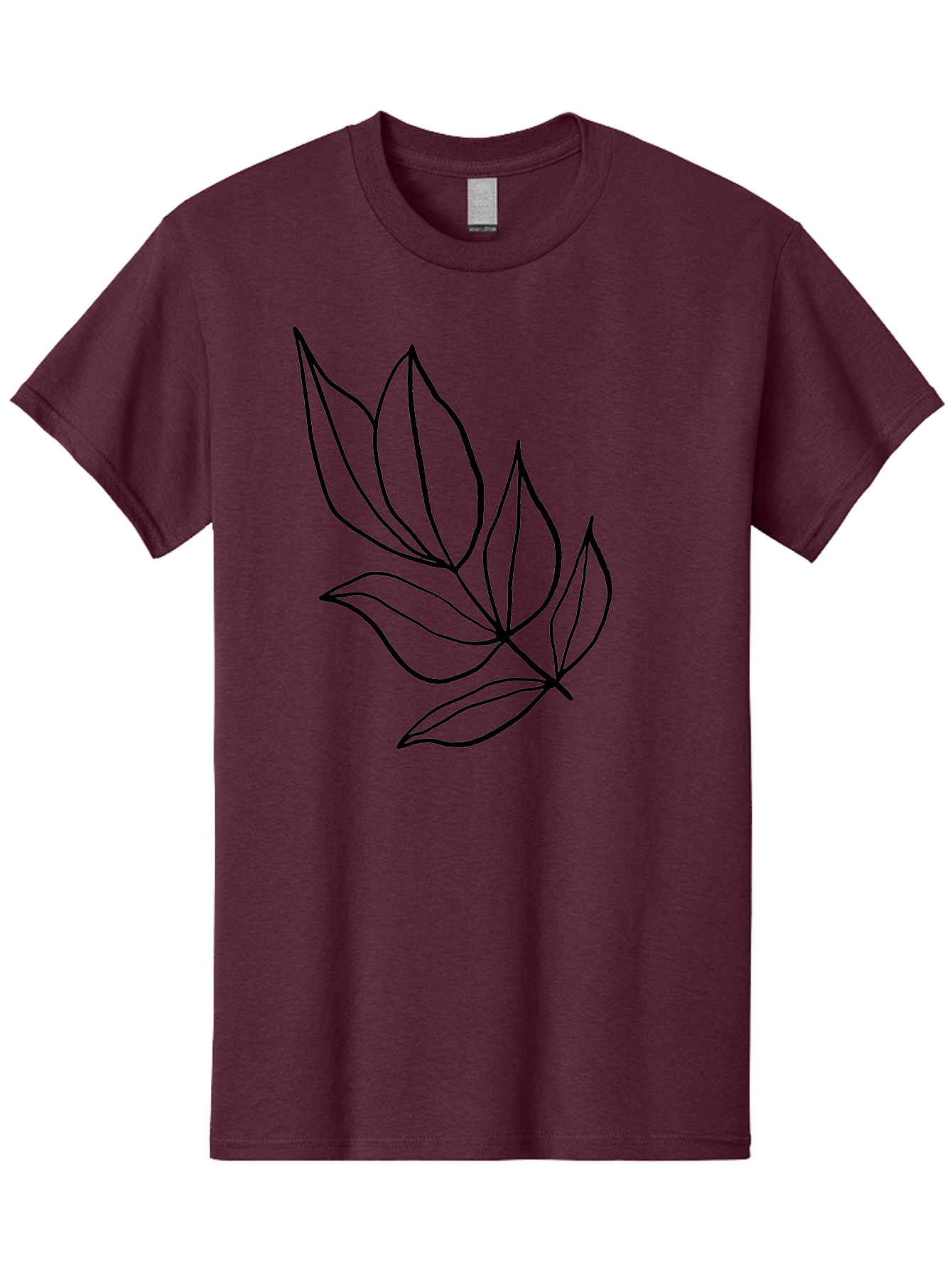 Leaves-1 Men'S Graphic Tee, 100% Cotton, Comfortable Casual Summer Wear, Machine Washable, Simple Line Art, Minimalist Design, Botanical Illustration, Leafy Greens, Nature-Inspired Graphics, Elegant Simplicity, Vector Art, Black Lines -  Aaa450 13