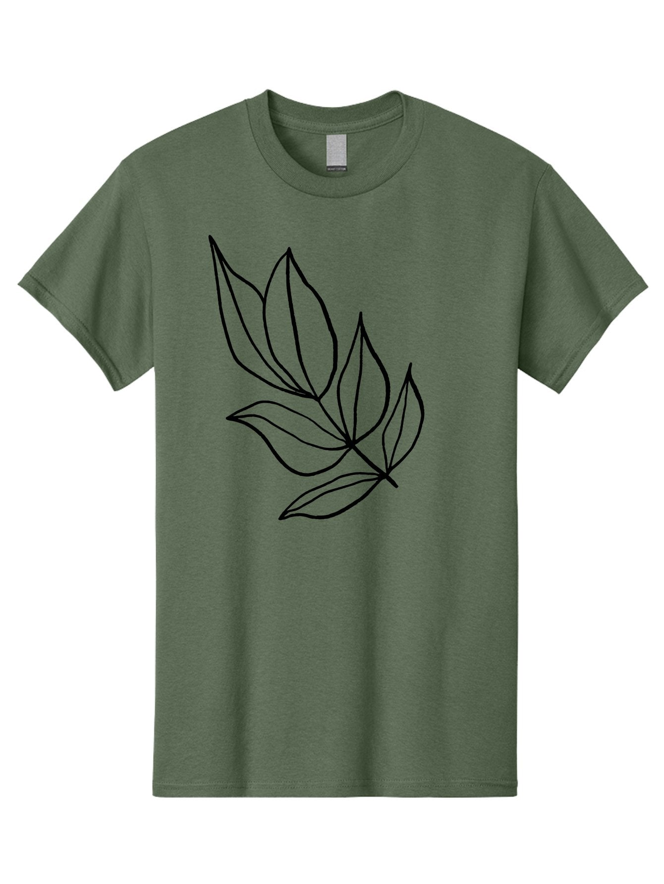 Leaves-1 Men'S Graphic Tee, 100% Cotton, Comfortable Casual Summer Wear, Machine Washable, Simple Line Art, Minimalist Design, Botanical Illustration, Leafy Greens, Nature-Inspired Graphics, Elegant Simplicity, Vector Art, Black Lines -  Aaa450 25