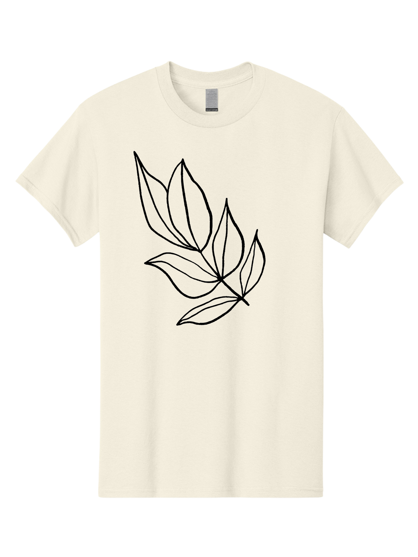 Leaves-1 Men'S Graphic Tee, 100% Cotton, Comfortable Casual Summer Wear, Machine Washable, Simple Line Art, Minimalist Design, Botanical Illustration, Leafy Greens, Nature-Inspired Graphics, Elegant Simplicity, Vector Art, Black Lines -  Aaa450 17