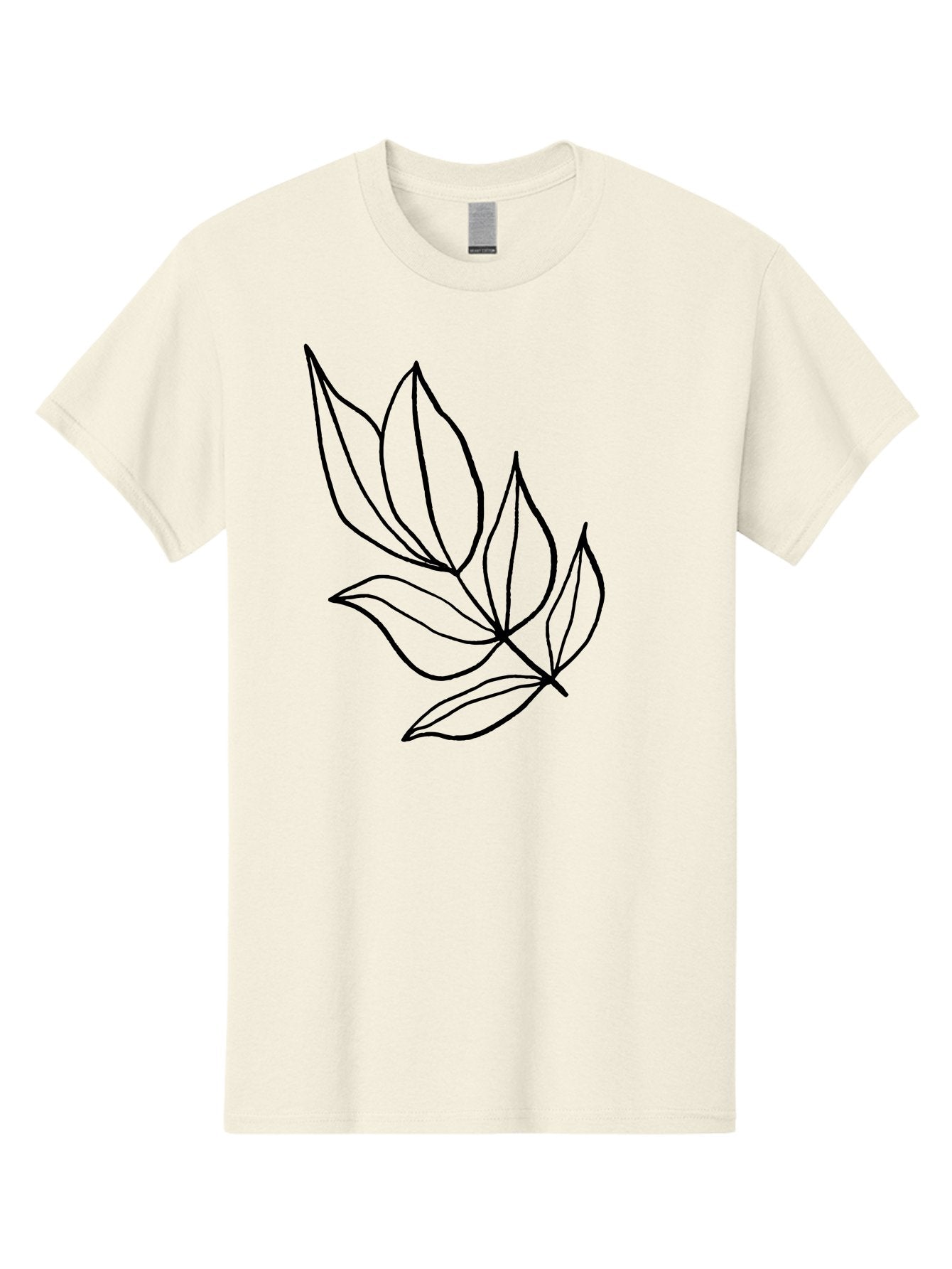 Leaves-1 Men'S Graphic Tee, 100% Cotton, Comfortable Casual Summer Wear, Machine Washable, Simple Line Art, Minimalist Design, Botanical Illustration, Leafy Greens, Nature-Inspired Graphics, Elegant Simplicity, Vector Art, Black Lines -  Aaa450 21