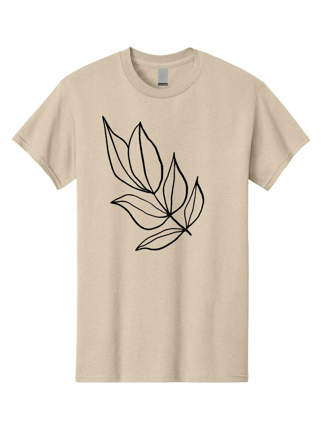 Leaves-1 Men'S Graphic Tee, 100% Cotton, Comfortable Casual Summer Wear, Machine Washable, Simple Line Art, Minimalist Design, Botanical Illustration, Leafy Greens, Nature-Inspired Graphics, Elegant Simplicity, Vector Art, Black Lines -  Aaa450 27