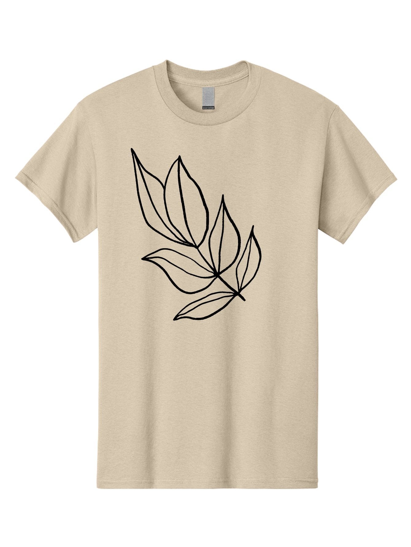 Leaves-1 Men'S Graphic Tee, 100% Cotton, Comfortable Casual Summer Wear, Machine Washable, Simple Line Art, Minimalist Design, Botanical Illustration, Leafy Greens, Nature-Inspired Graphics, Elegant Simplicity, Vector Art, Black Lines -  Aaa450 9