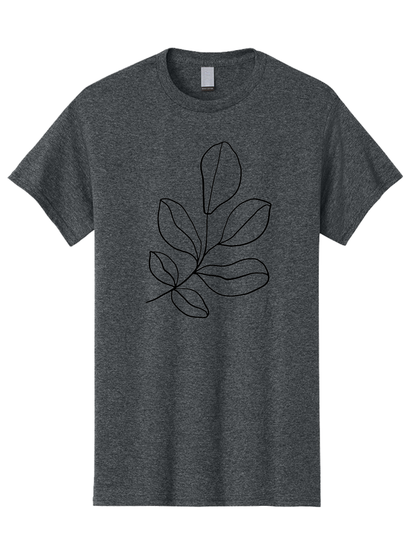 Leaves-2 Men'S Graphic Tee, 100% Cotton, Comfortable Casual Summer Wear, Machine Washable, Minimalist Leaf Design, Simple Line Art, Botanical Illustration, Leaf Pattern, Nature-Inspired Graphics, Organic Shapes, Black Outline -  Aaa451 7