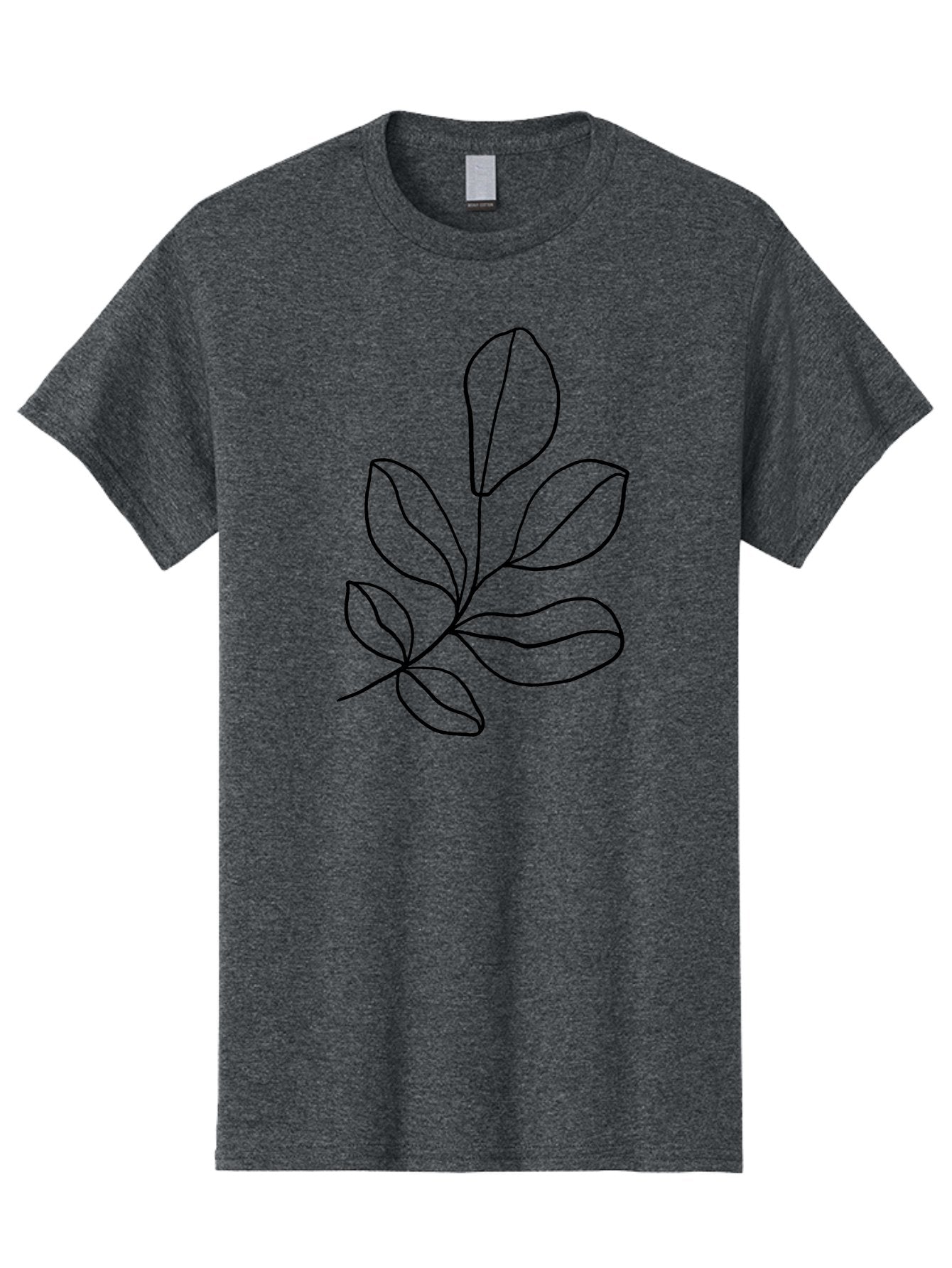 Leaves-2 Men'S Graphic Tee, 100% Cotton, Comfortable Casual Summer Wear, Machine Washable, Minimalist Leaf Design, Simple Line Art, Botanical Illustration, Leaf Pattern, Nature-Inspired Graphics, Organic Shapes, Black Outline -  Aaa451 11