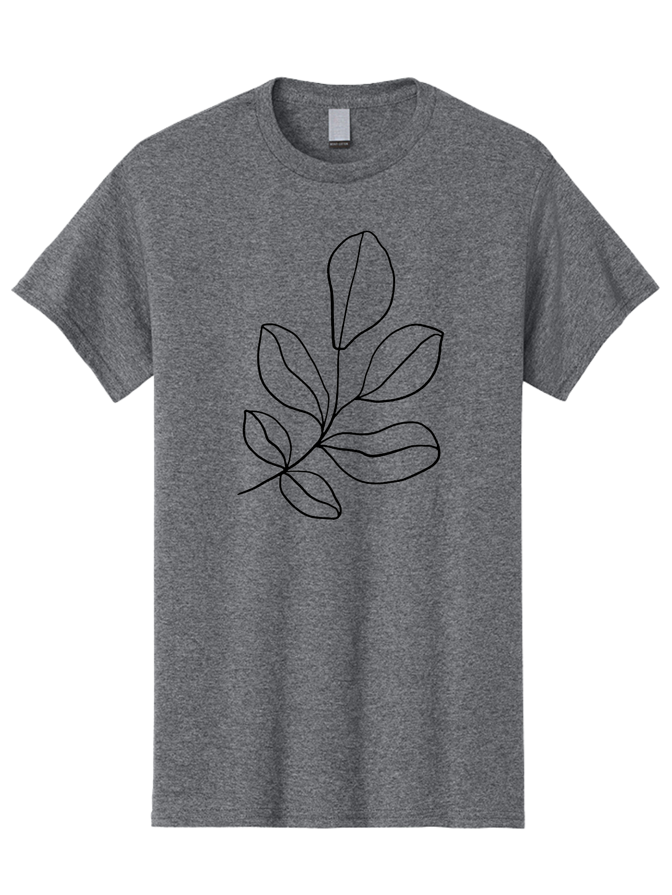Leaves-2 Men'S Graphic Tee, 100% Cotton, Comfortable Casual Summer Wear, Machine Washable, Minimalist Leaf Design, Simple Line Art, Botanical Illustration, Leaf Pattern, Nature-Inspired Graphics, Organic Shapes, Black Outline -  Aaa451 9