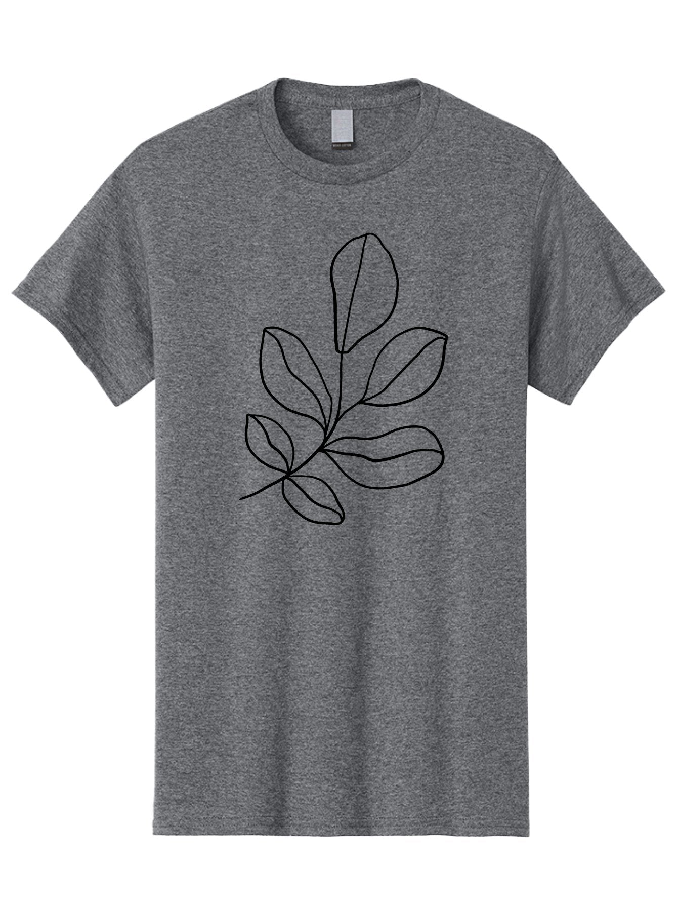 Leaves-2 Men'S Graphic Tee, 100% Cotton, Comfortable Casual Summer Wear, Machine Washable, Minimalist Leaf Design, Simple Line Art, Botanical Illustration, Leaf Pattern, Nature-Inspired Graphics, Organic Shapes, Black Outline -  Aaa451