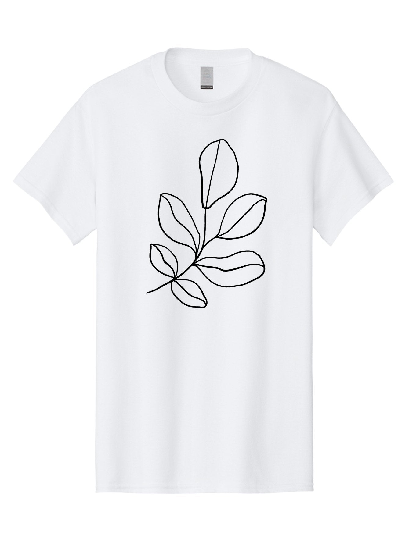 Leaves-2 Men'S Graphic Tee, 100% Cotton, Comfortable Casual Summer Wear, Machine Washable, Minimalist Leaf Design, Simple Line Art, Botanical Illustration, Leaf Pattern, Nature-Inspired Graphics, Organic Shapes, Black Outline -  Aaa451 17