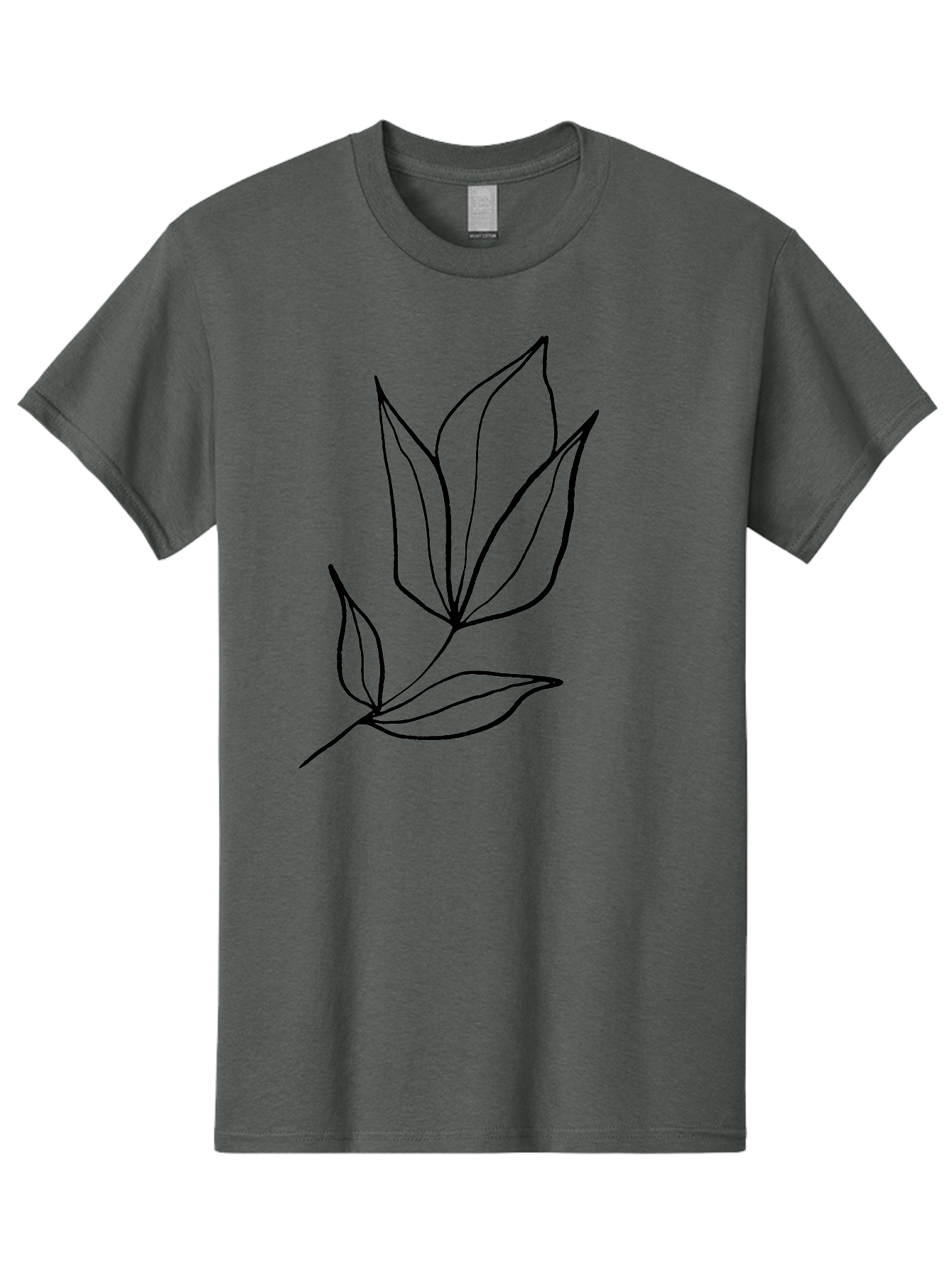 Leaves-3 Men'S Graphic Tee, 100% Cotton, Comfortable Casual Summer Wear, Machine Washable, Simple Leaf Illustration, Minimalist Design, Black Outline, Botanical Art, Leaf Pattern, Nature-Inspired Graphics, Simple Shapes -  Aaa452 3