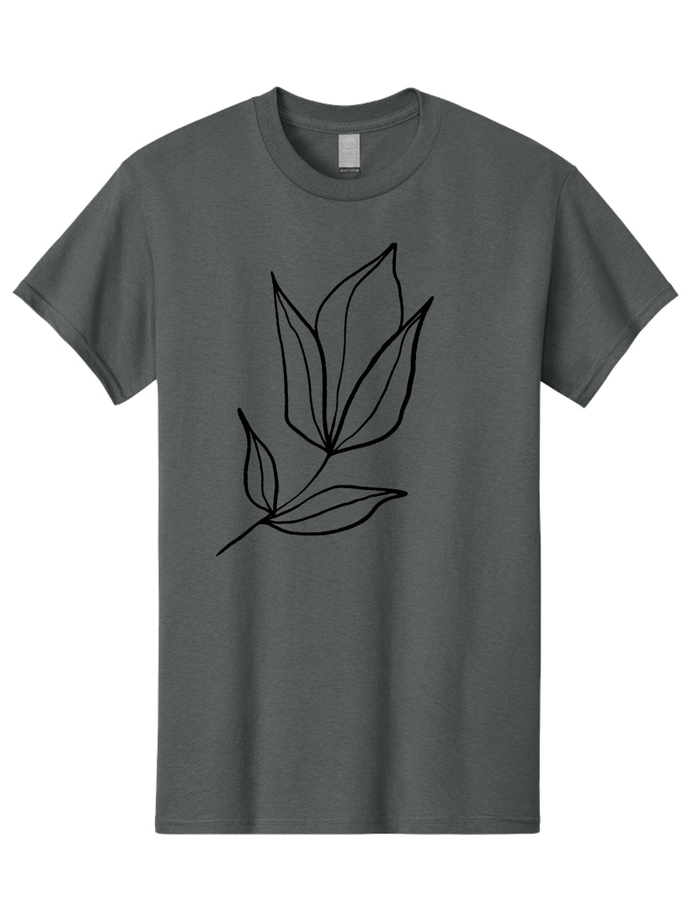 Leaves-3 Men'S Graphic Tee, 100% Cotton, Comfortable Casual Summer Wear, Machine Washable, Simple Leaf Illustration, Minimalist Design, Black Outline, Botanical Art, Leaf Pattern, Nature-Inspired Graphics, Simple Shapes -  Aaa452 15